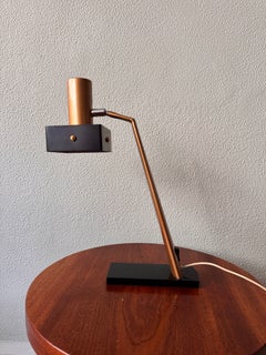 Mid-Century Gold and Black Metal "Geisha" Table Lamp by Fase, 1967
