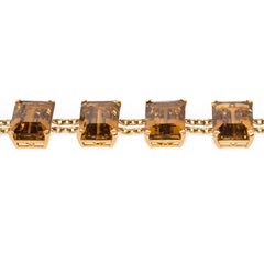 Mid Century Gold and Rectangular Citrine Link Bracelet