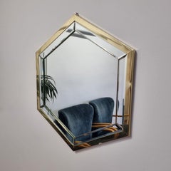Midcentury Gold and Silver Aluminium Wall Mirror, Italy 80s