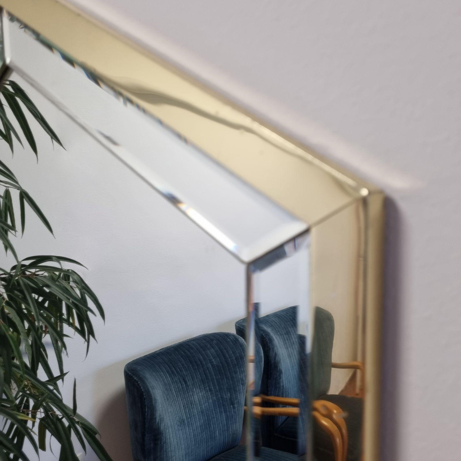 Midcentury Gold and Silver Aluminium Wall Mirror, Italy 80s For Sale 1