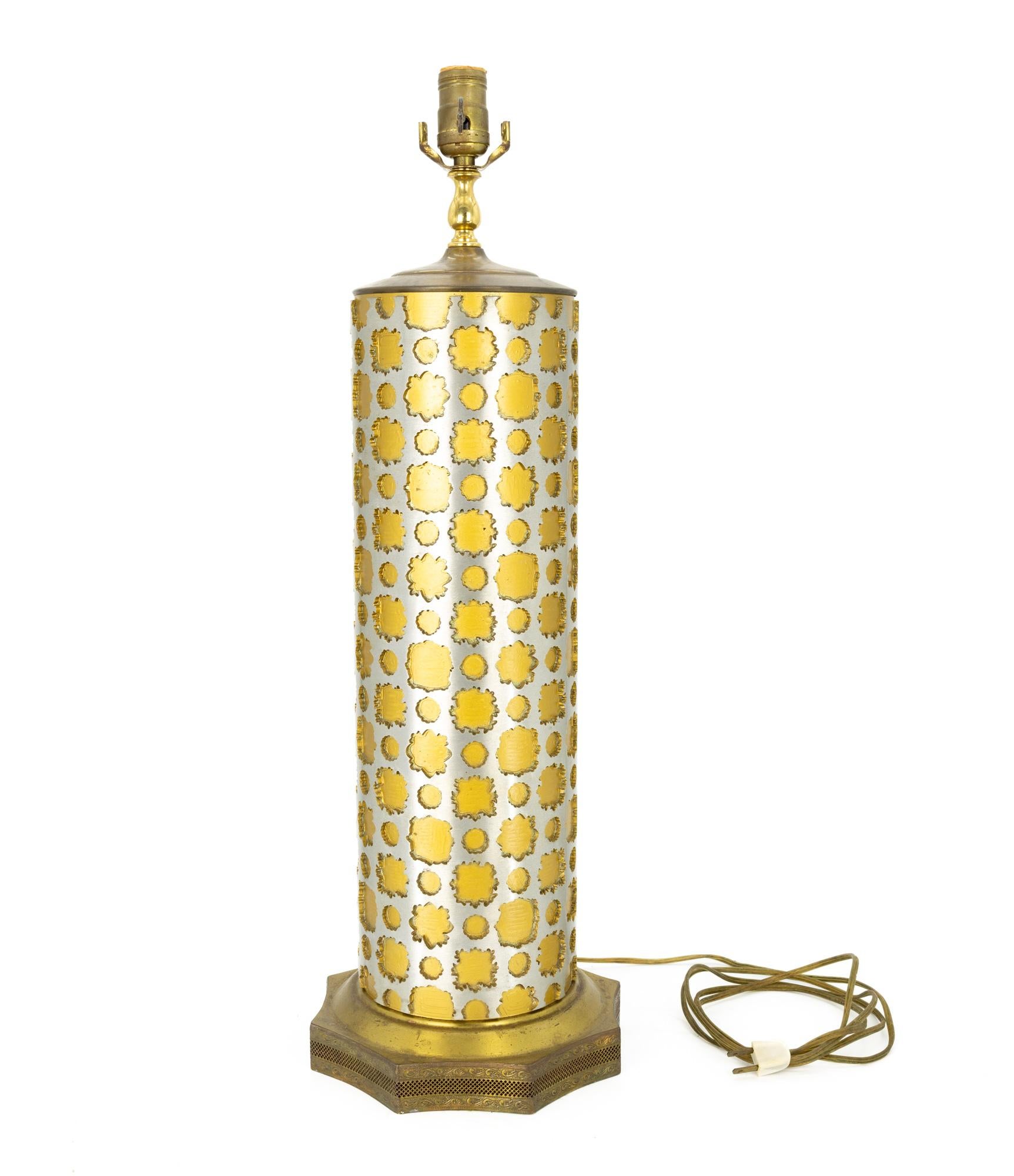 Americano Lampada da tavolo con interruttore a chiave in oro e argento della metà del secolo scorso in vendita
