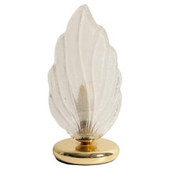 Midcentury Gold and Transparent Glass Leaf Table Lamp, Europe, 1960s