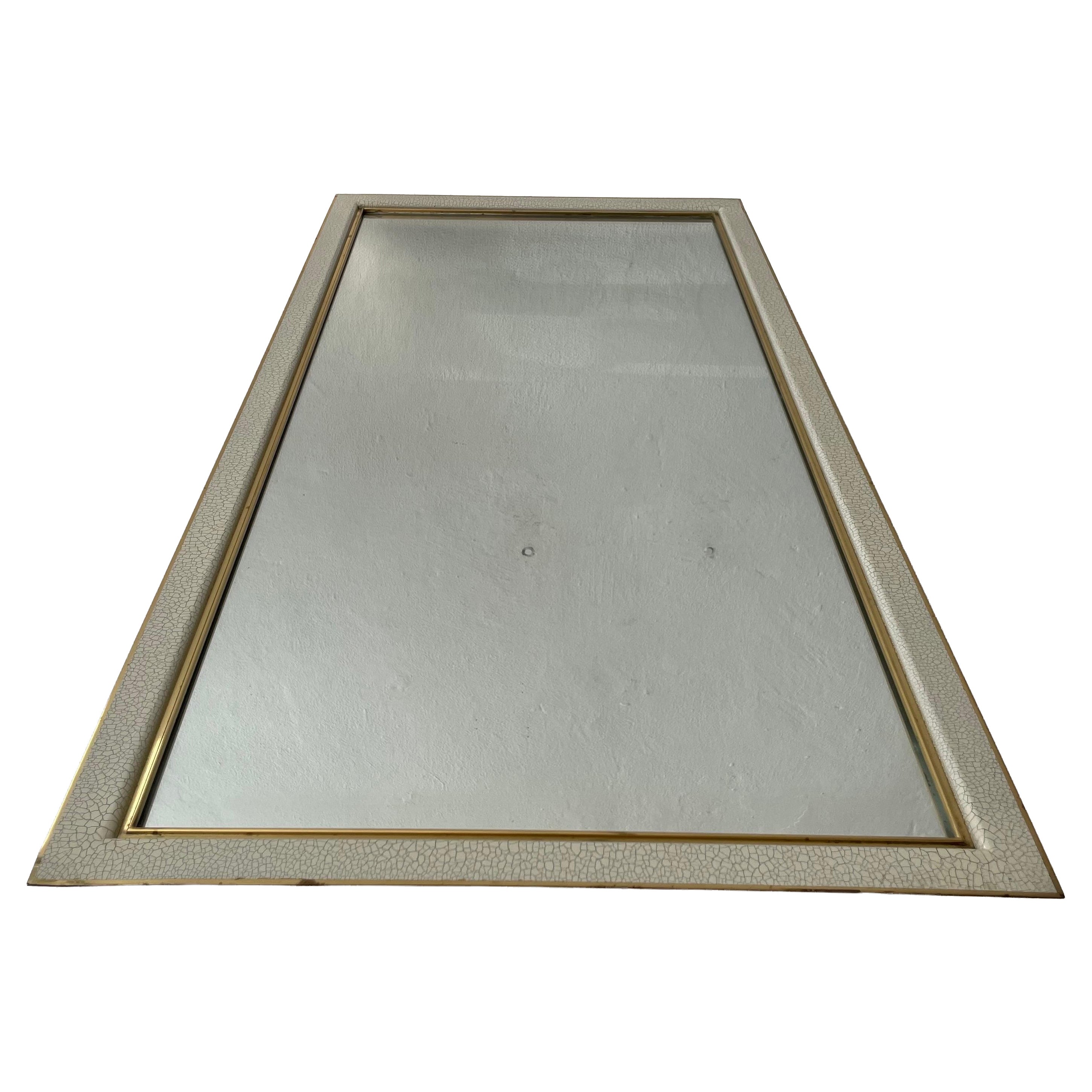 Specchio di lusso di medie dimensioni con cornice bianca e oro, 1950, Germania in vendita