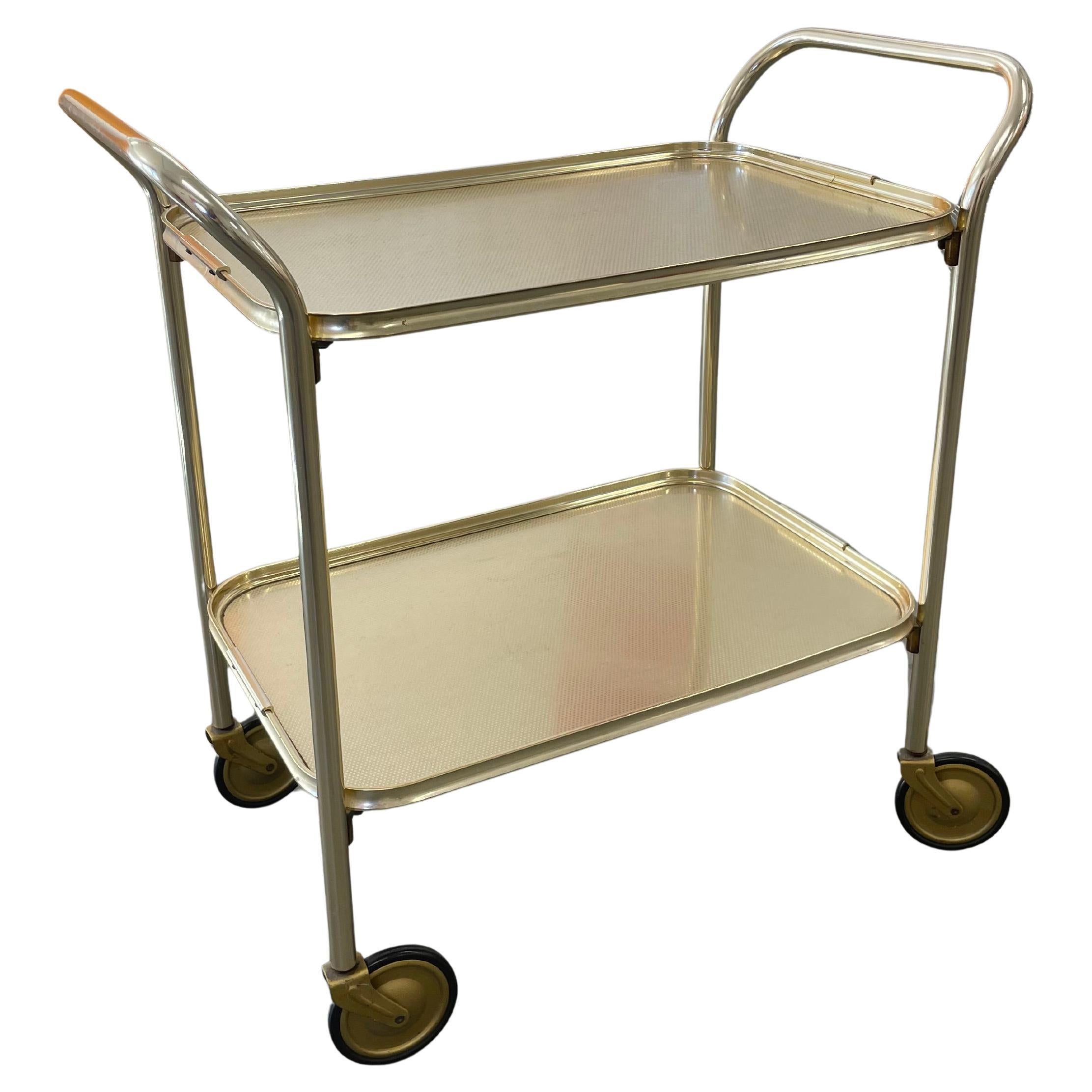 Carrito de bar / carrito de servir dorado de mediados de siglo en venta 8