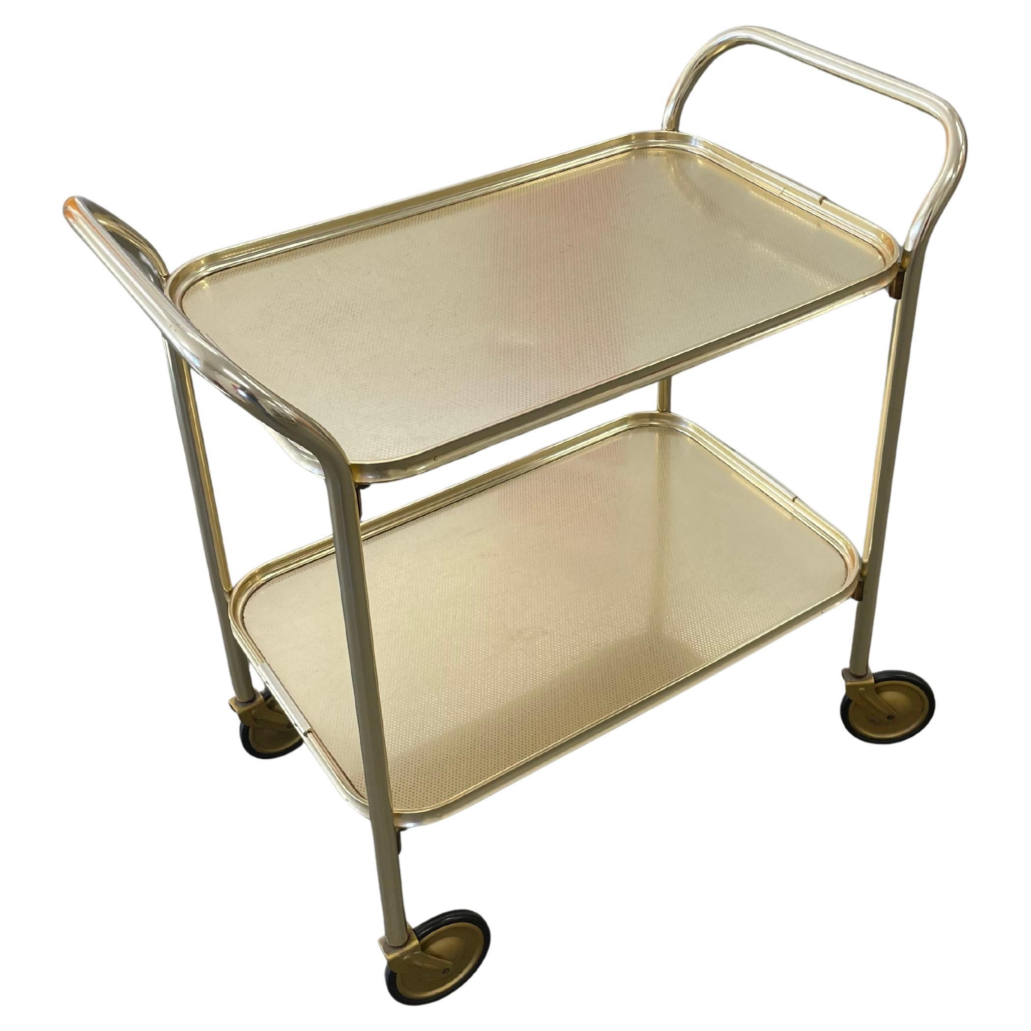 Carrito de bar / carrito de servir dorado de mediados de siglo en venta