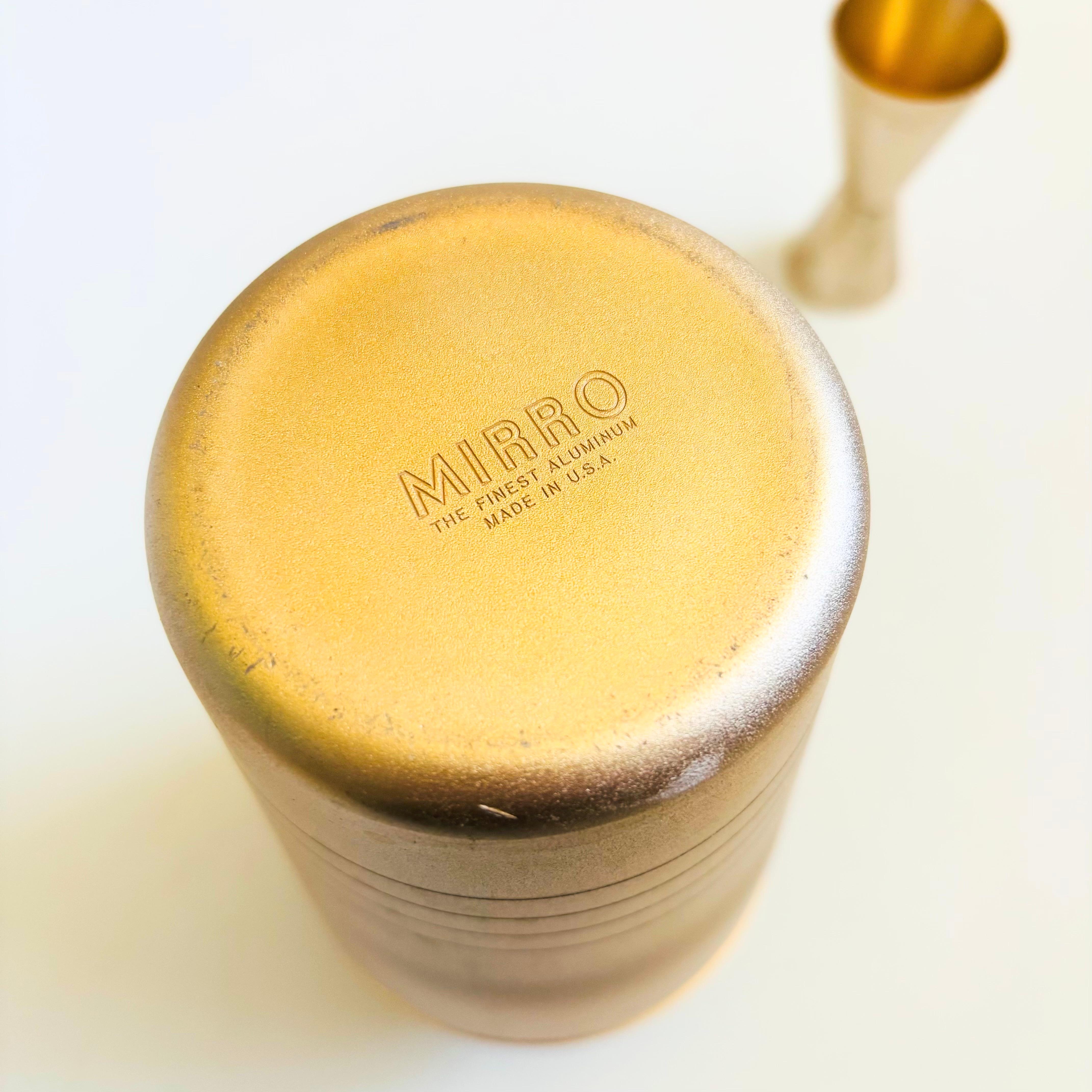 Mid Century Gold Cocktail Shaker and Jigger by Mirro For Sale 1