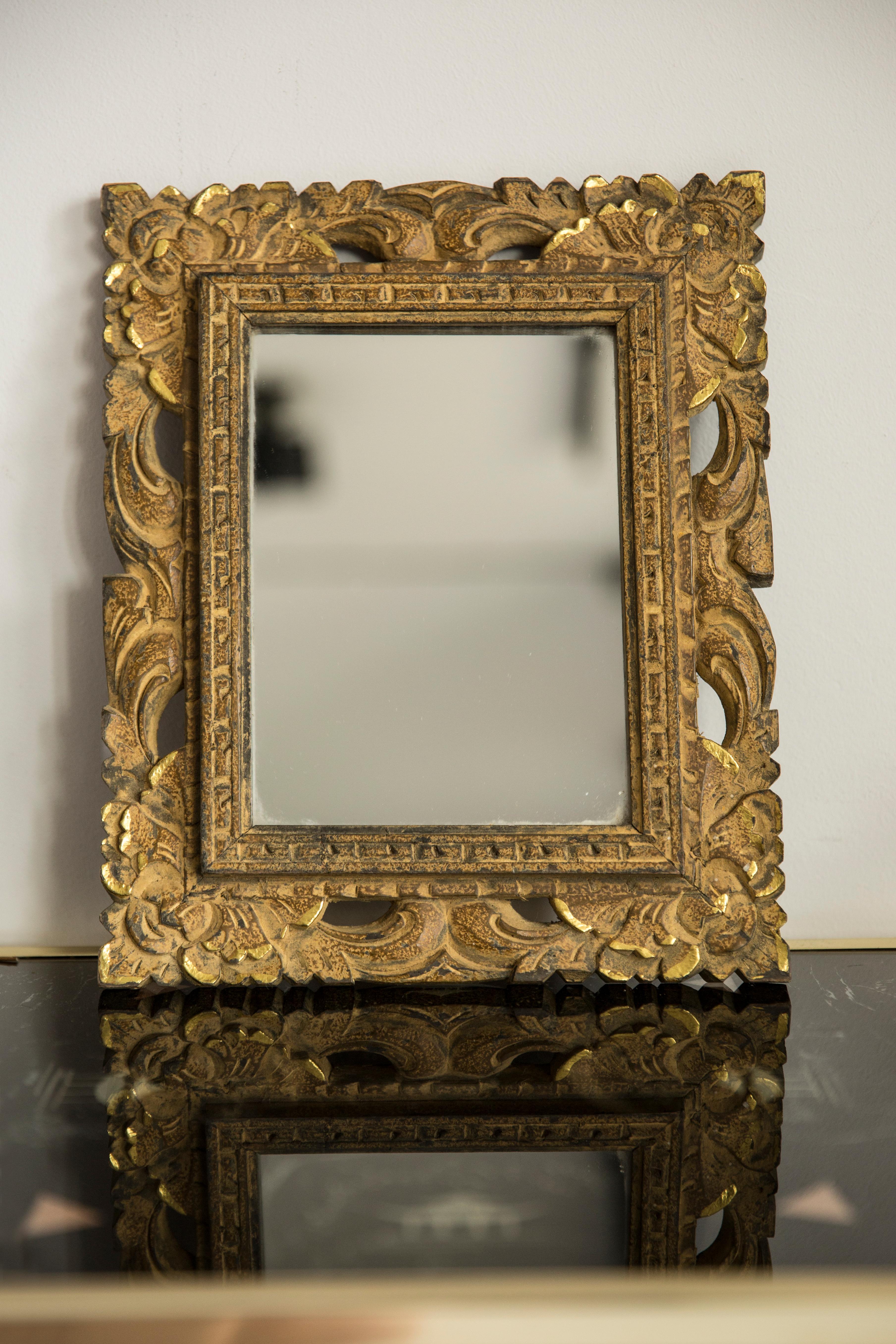 Italiano Mirror Decor in oro con cornice in Wood, Italia, 1960 in vendita