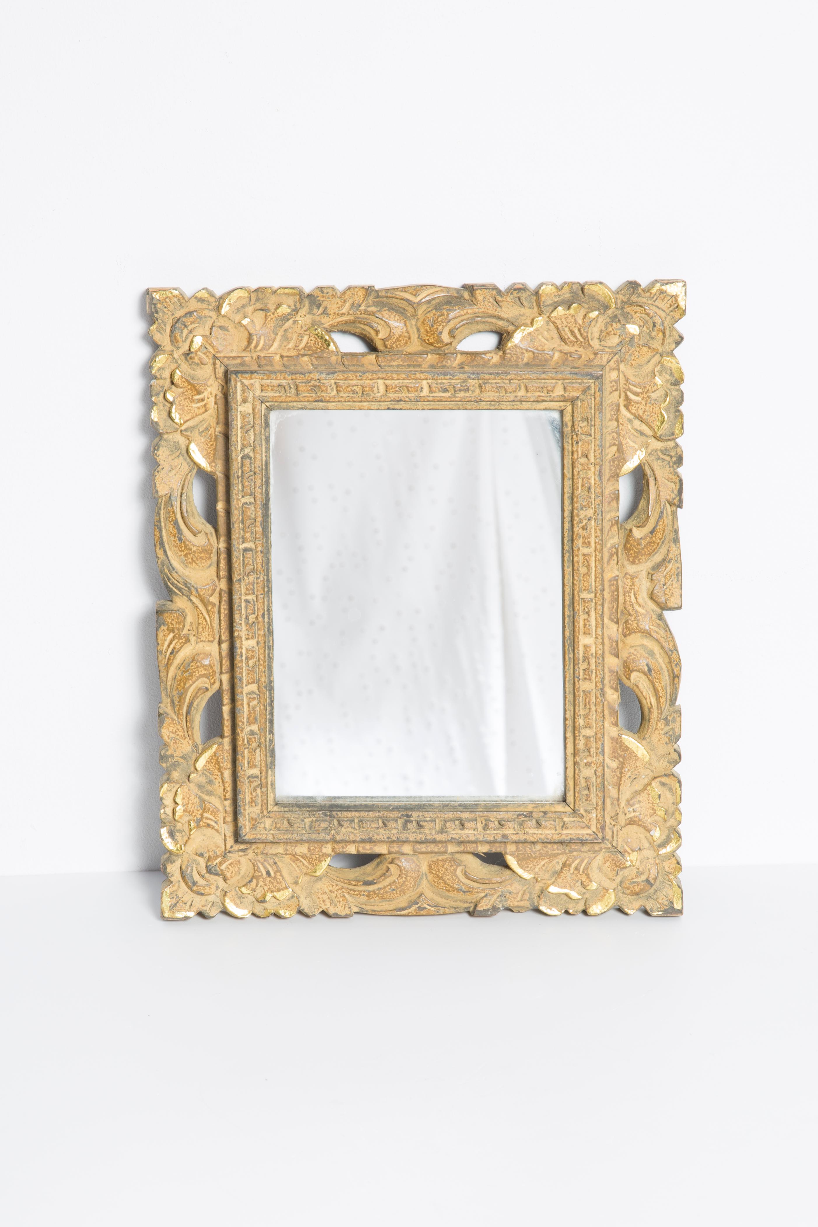 Mirror Decor in oro con cornice in Wood, Italia, 1960 In condizioni buone in vendita a 05-080 Hornowek, PL