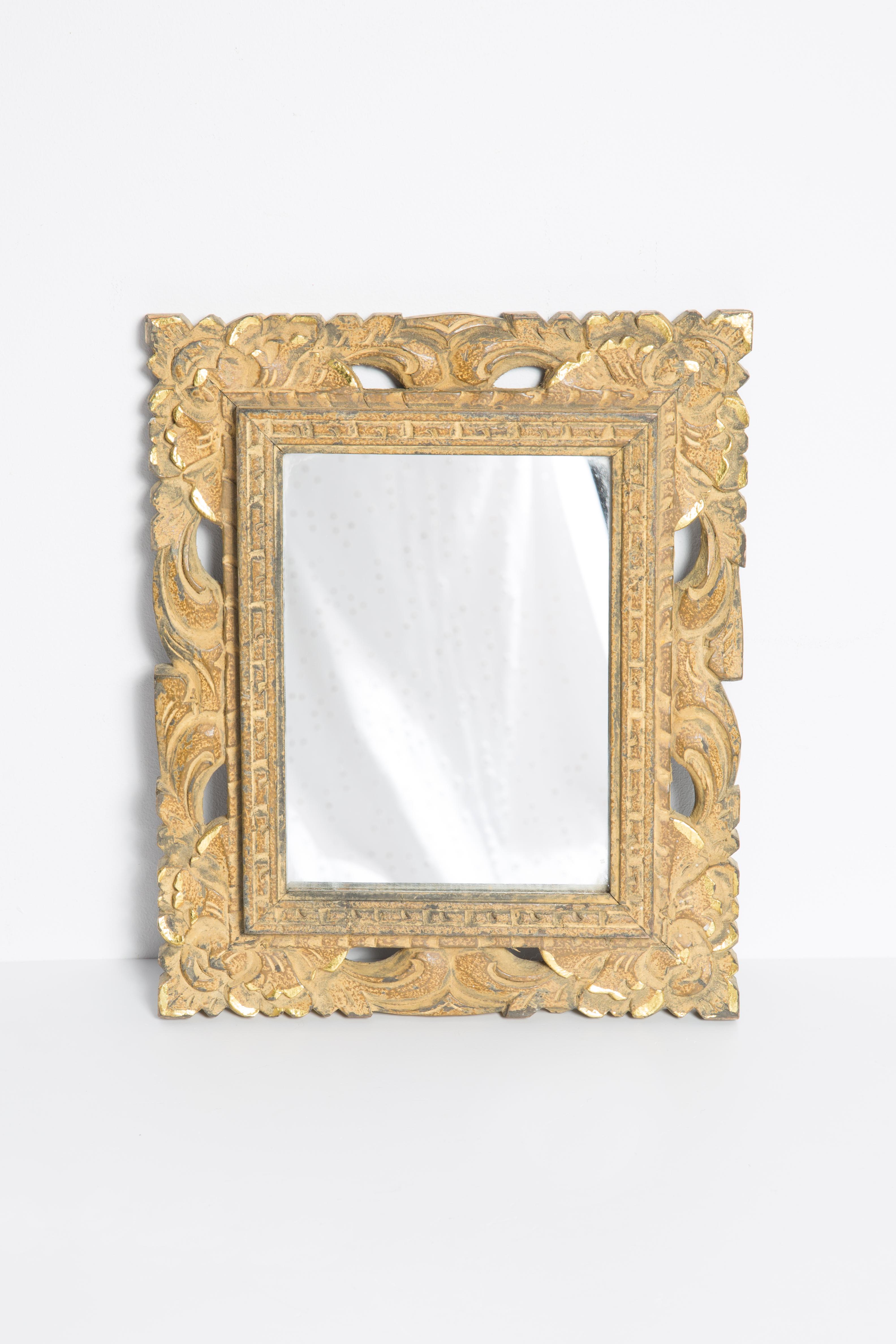 XX secolo Mirror Decor in oro con cornice in Wood, Italia, 1960 in vendita
