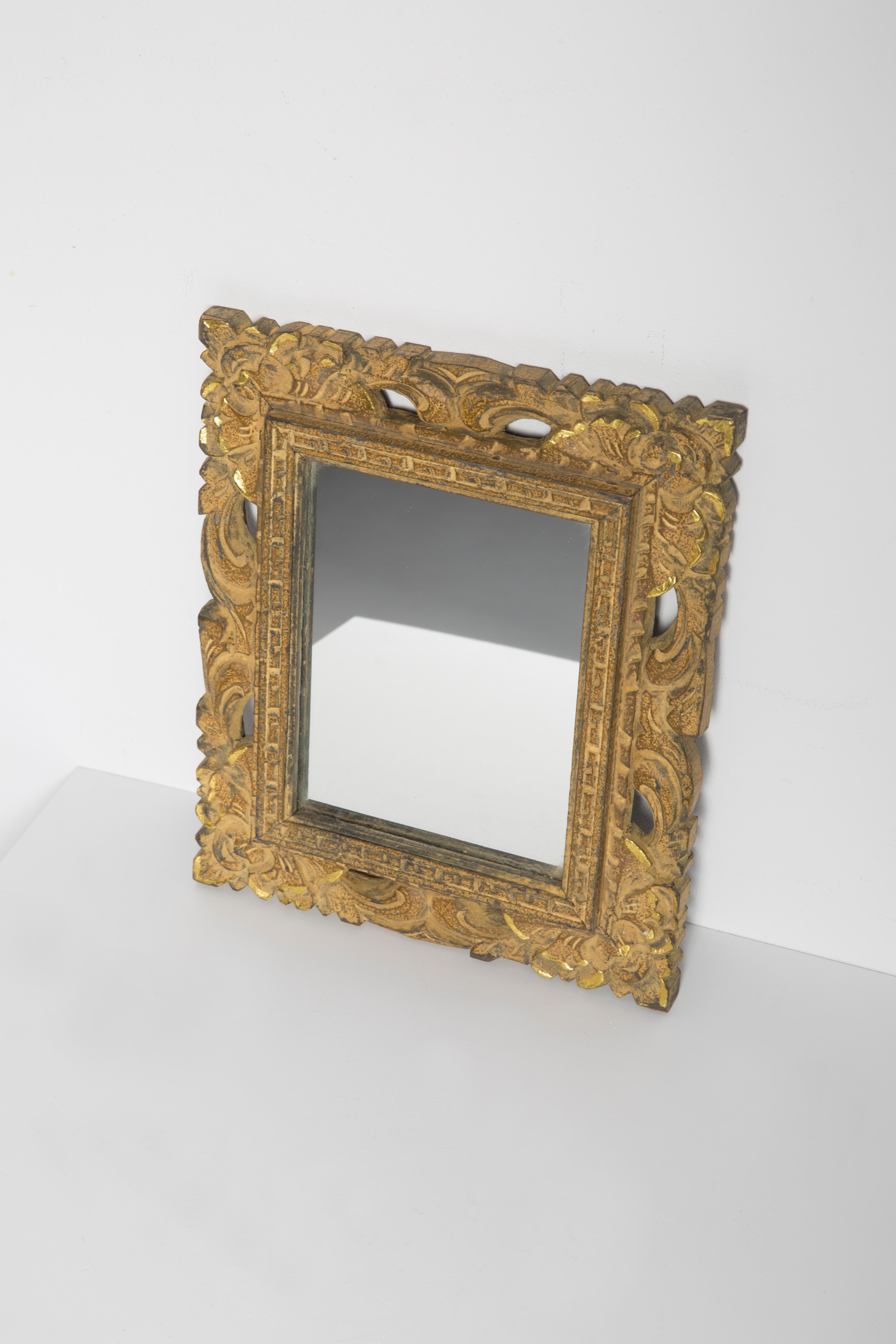 Mirror Decor in oro con cornice in Wood, Italia, 1960 in vendita 1