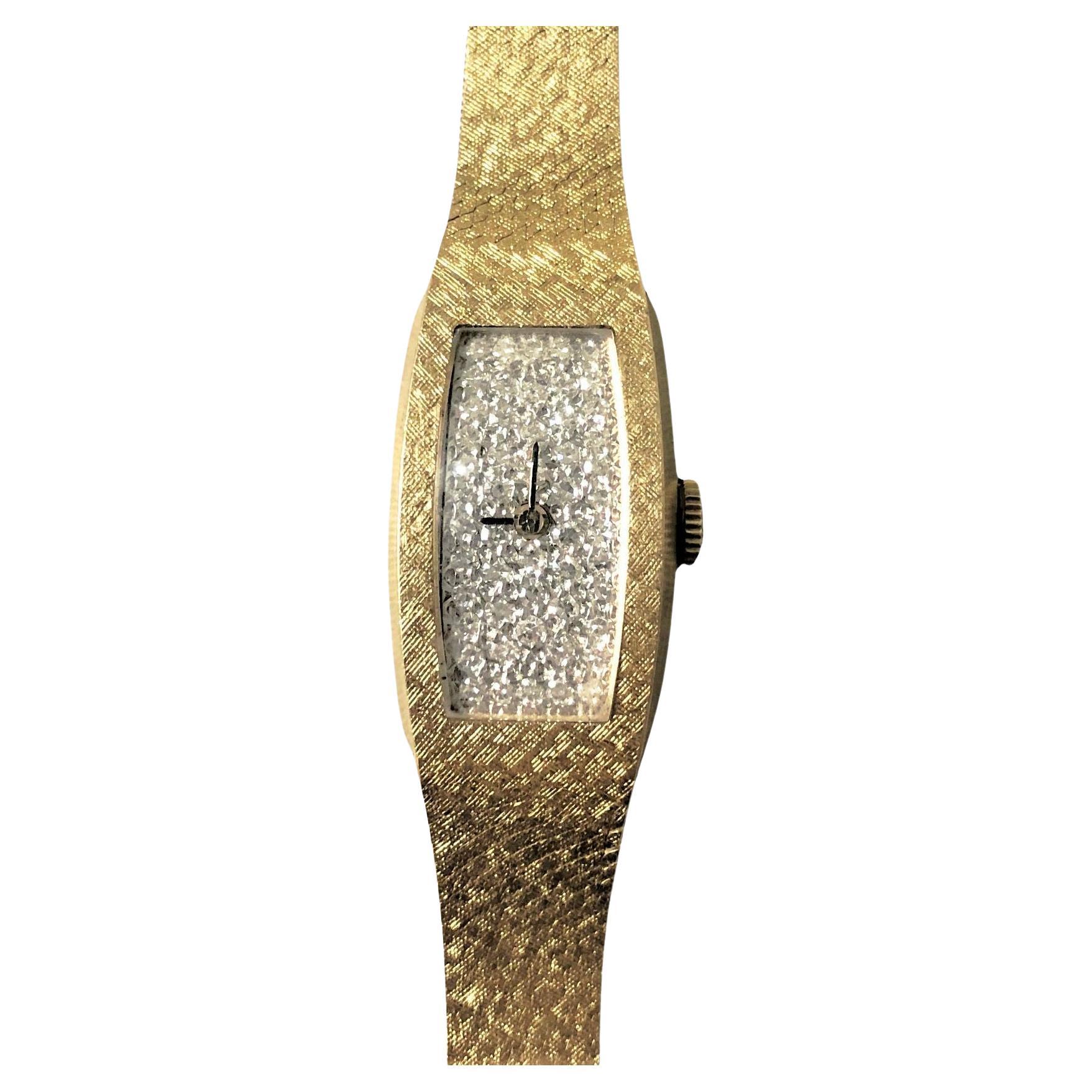 Mid Century Gold Diamond-Encrusted Women's Wristwatch by Omega