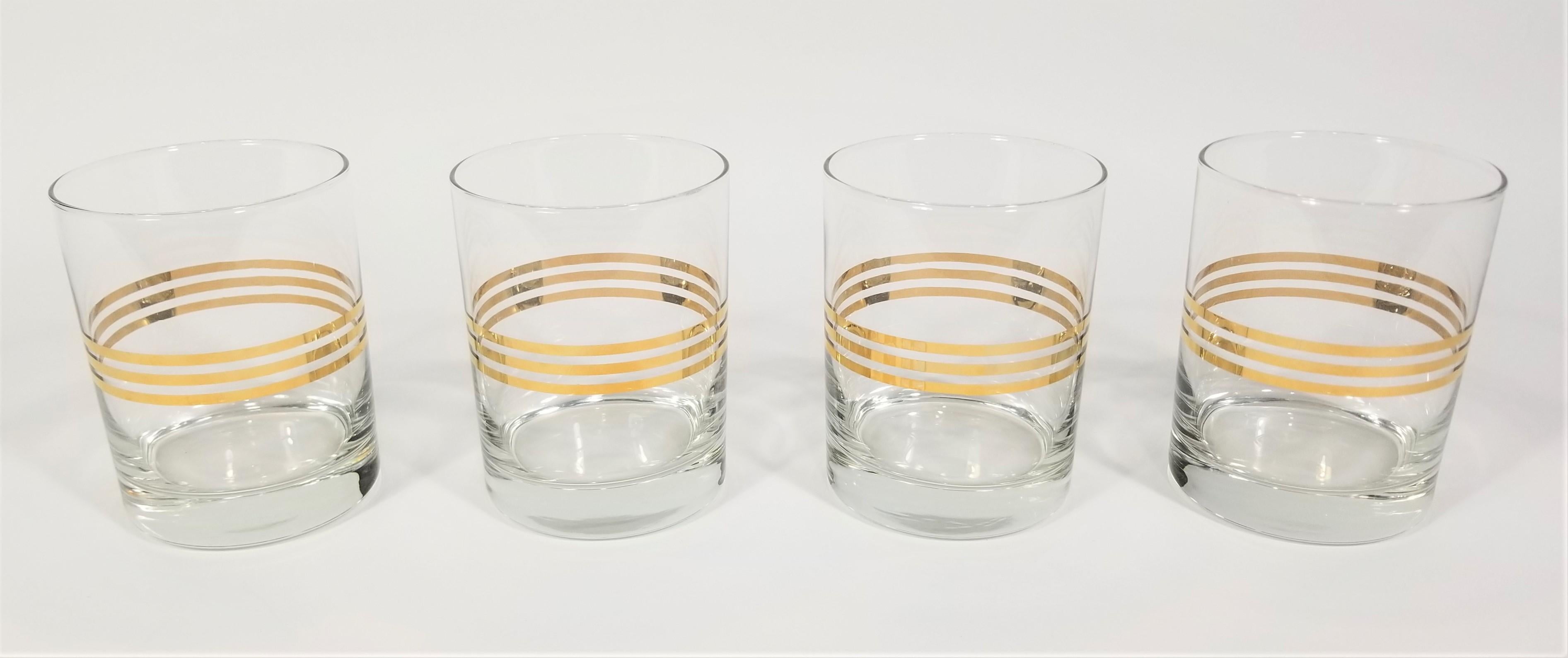 Mid Century Gold Double Old Fashioned Glassware Barware For Sale 5