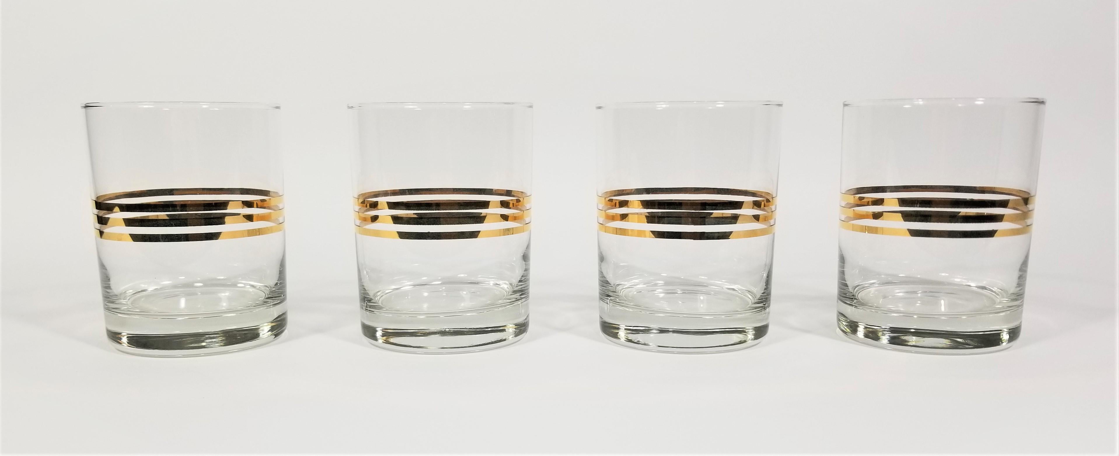Mid-Century Modern Mid Century Gold Double Old Fashioned Glassware Barware For Sale