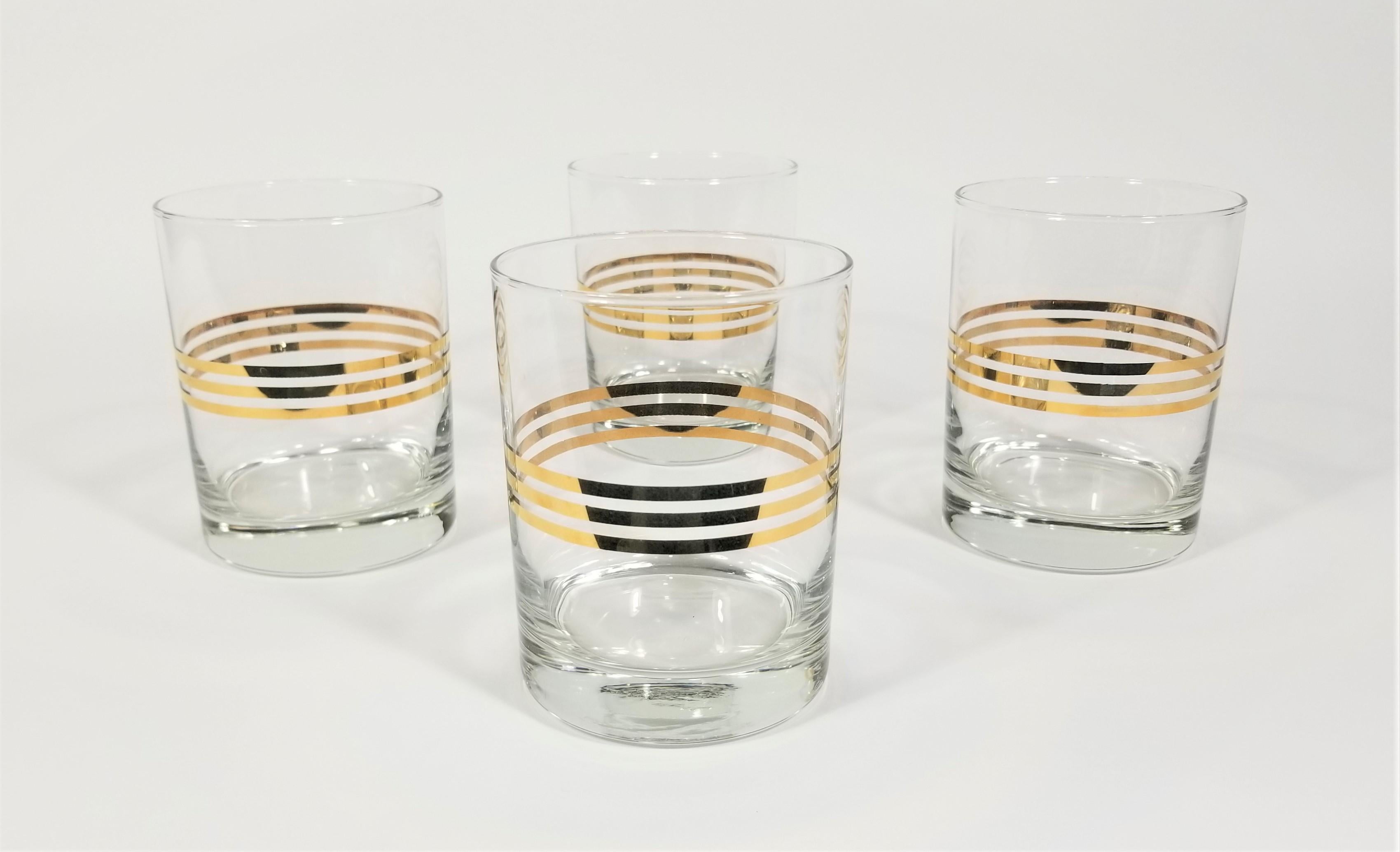 20th Century Mid Century Gold Double Old Fashioned Glassware Barware For Sale