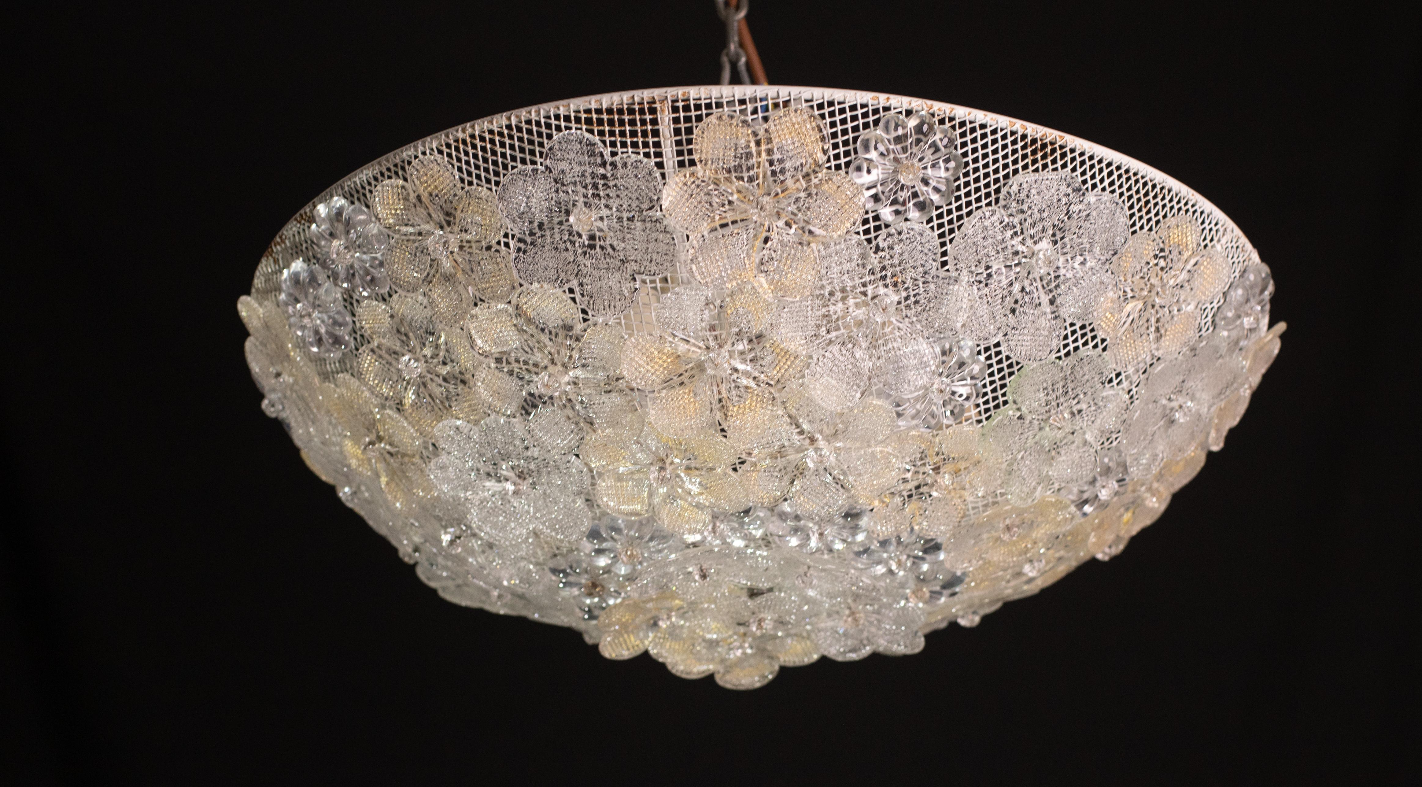 Mid-Century Gold Flower Glass Ceiling Light 1960s by Barovier e Toso For Sale 6