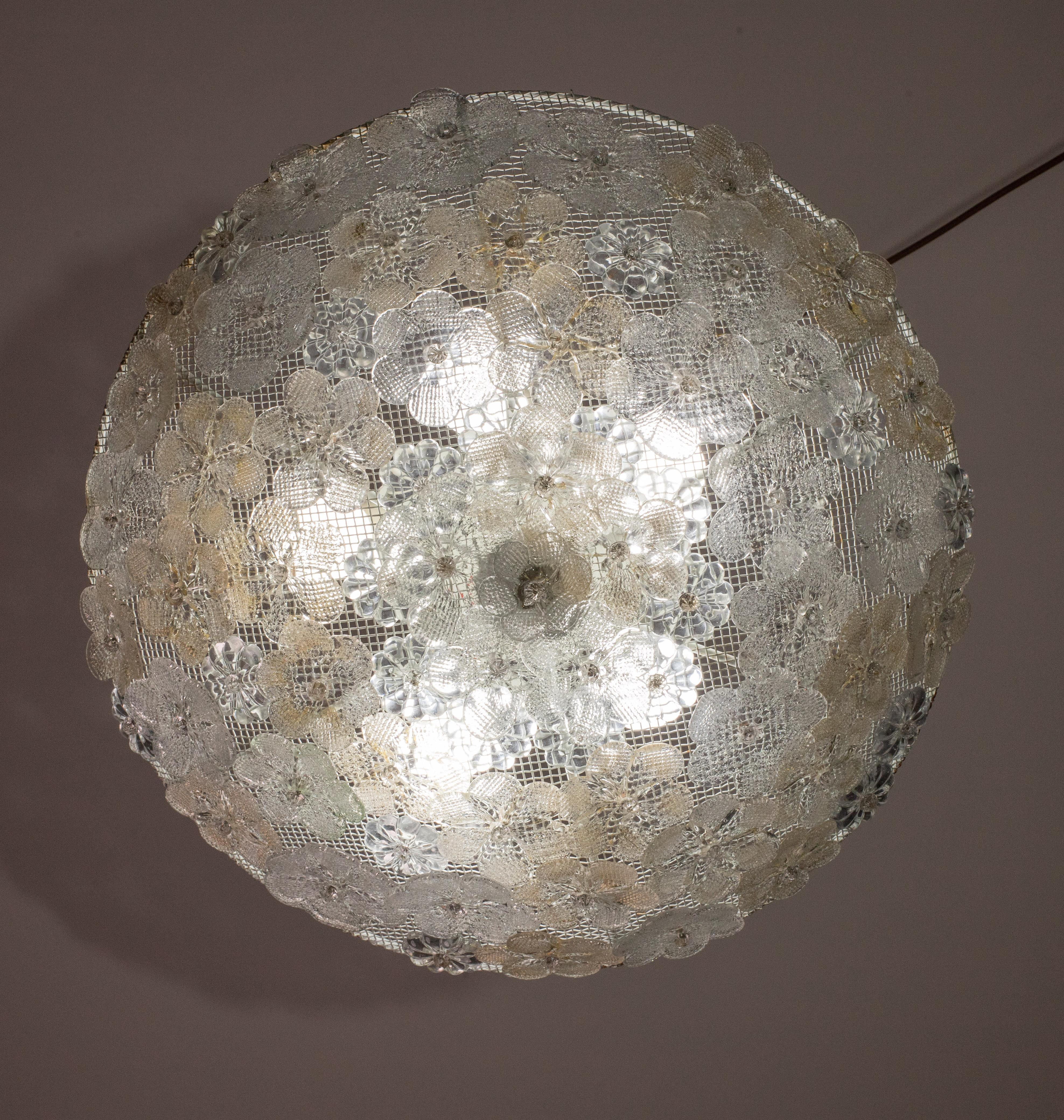Mid-20th Century Mid-Century Gold Flower Glass Ceiling Light 1960s by Barovier e Toso For Sale