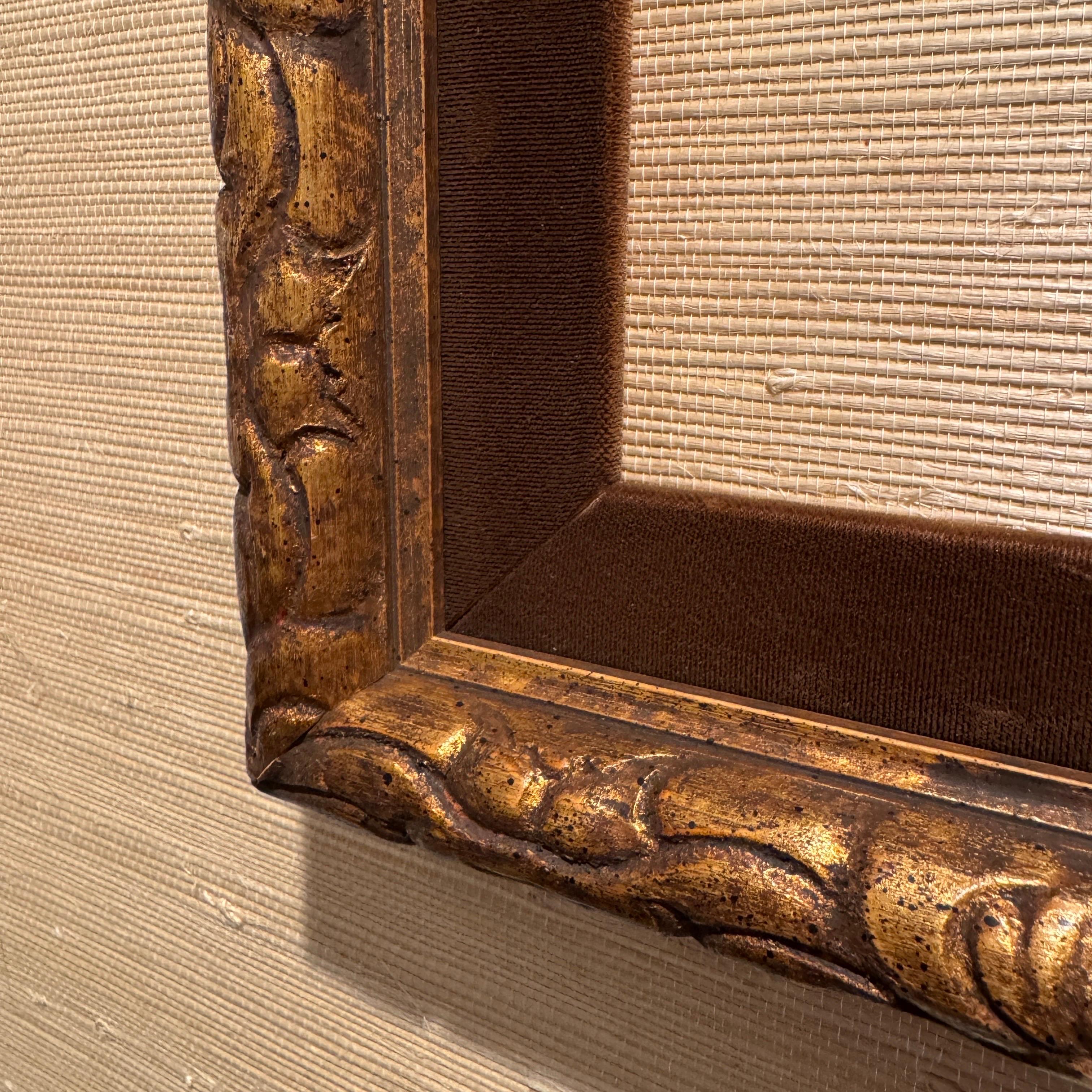 Marco de arte de madera dorada de mediados de siglo con forro en Bueno estado para la venta en Haddonfield, NJ