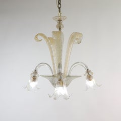 Mid-Century Gold-infused Cristallo Murano Chandelier