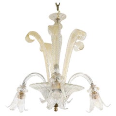 Mid-Century Gold-infused Cristallo Murano Chandelier