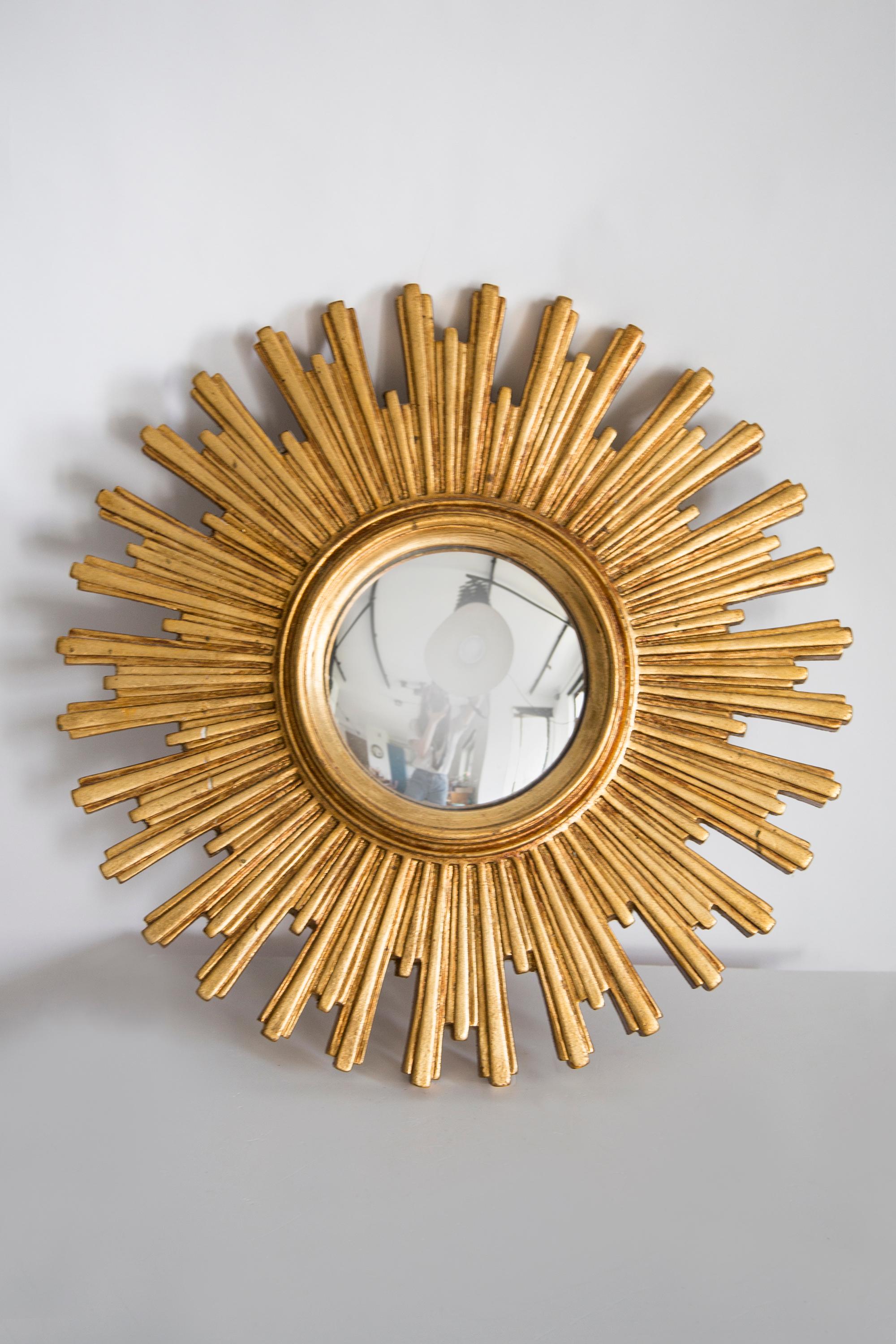 Mid-Century Modern Mid Century Gold Italian Sunburst Mirror, Giltwood, 1960s
