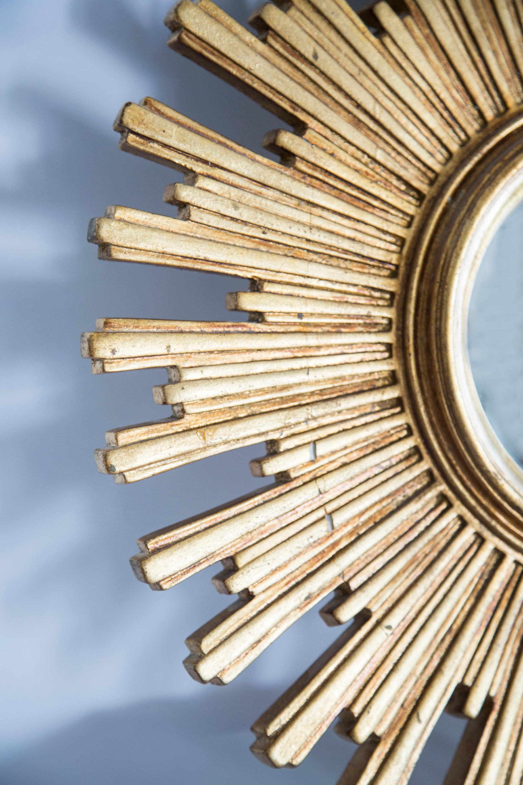 20th Century Mid Century Gold Italian Sunburst Mirror, Giltwood, 1960s