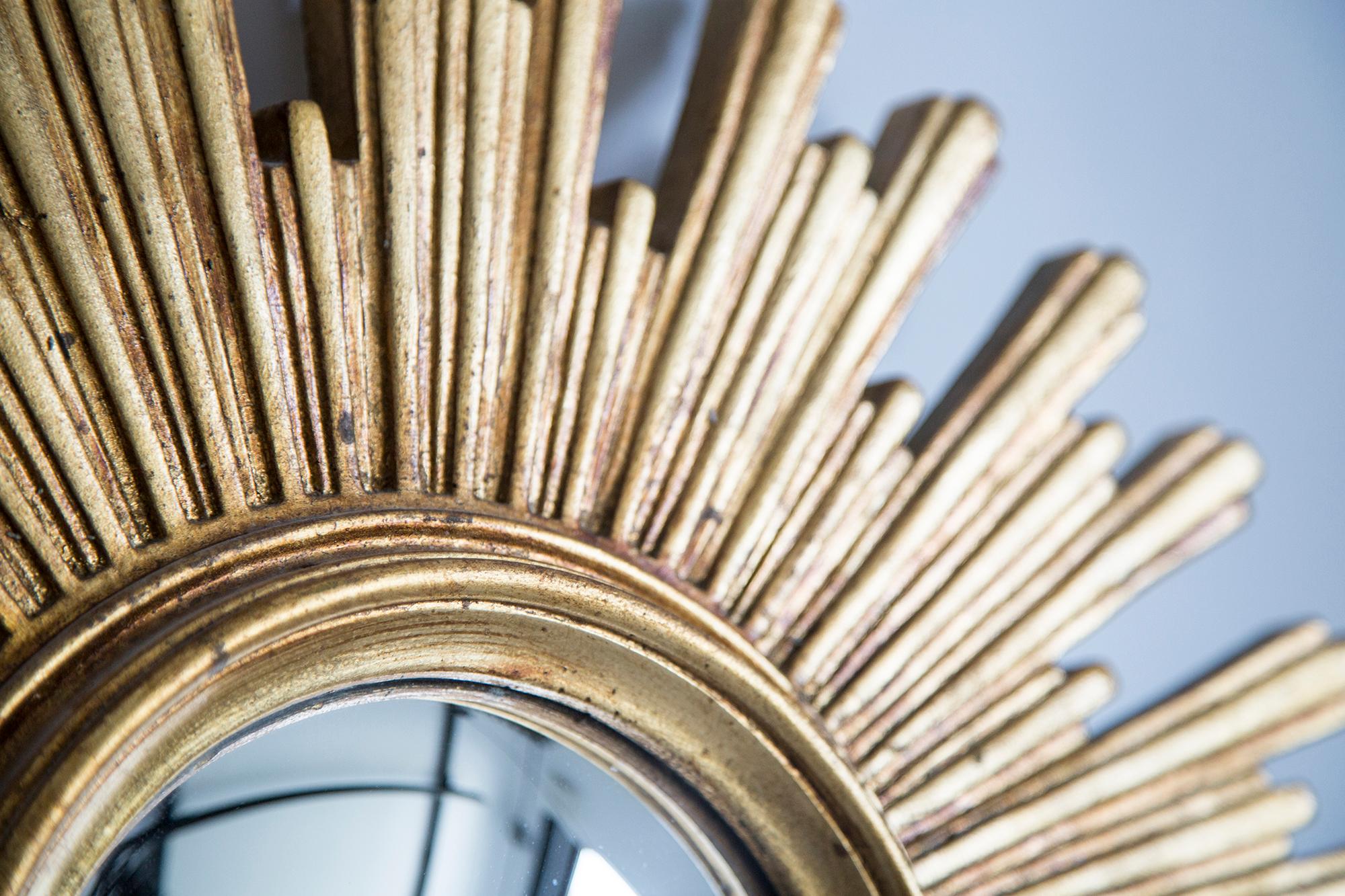 Mid Century Gold Italian Sunburst Mirror, Giltwood, 1960s 1