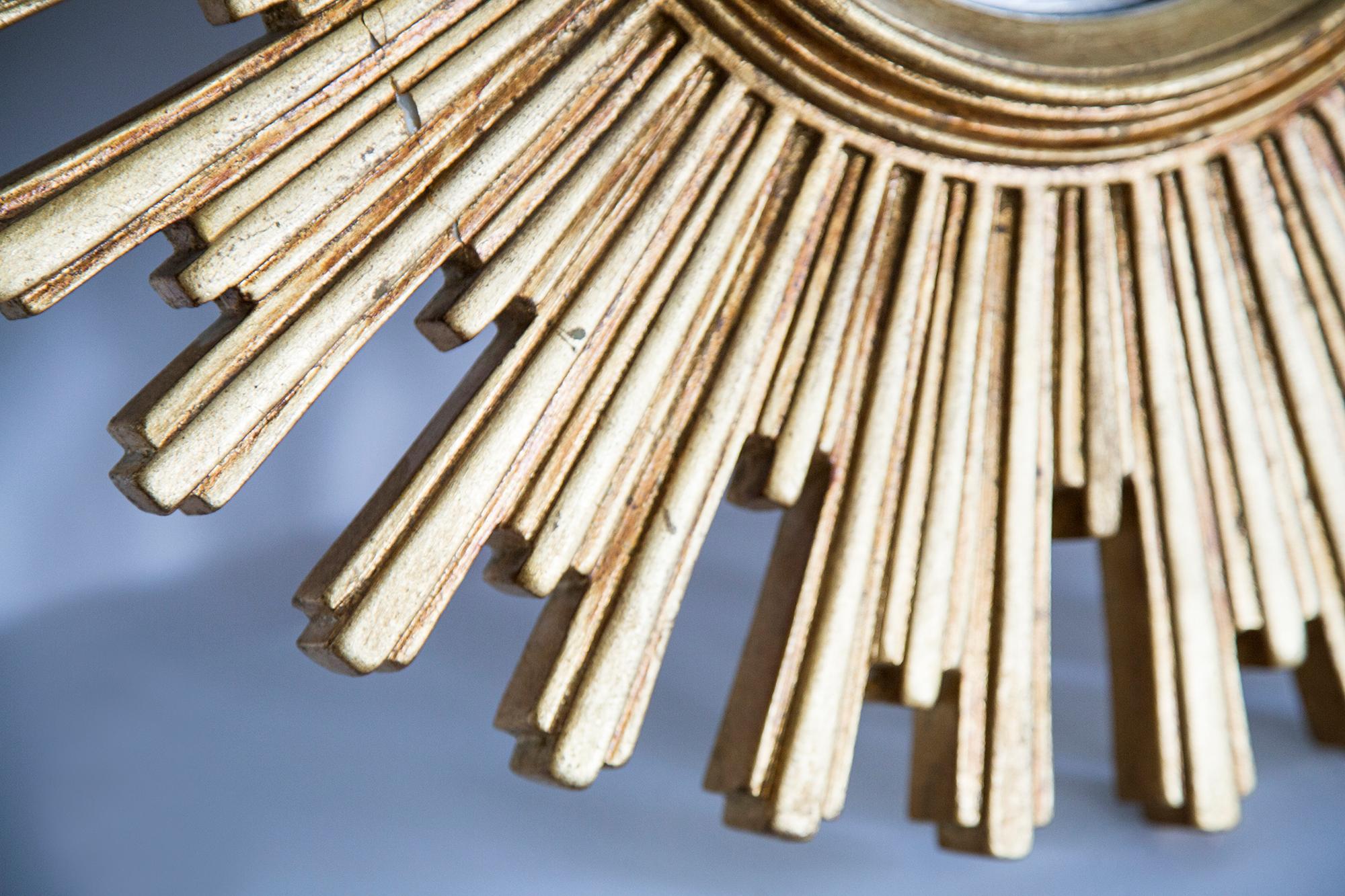 Mid Century Gold Italian Sunburst Mirror, Giltwood, 1960s 2