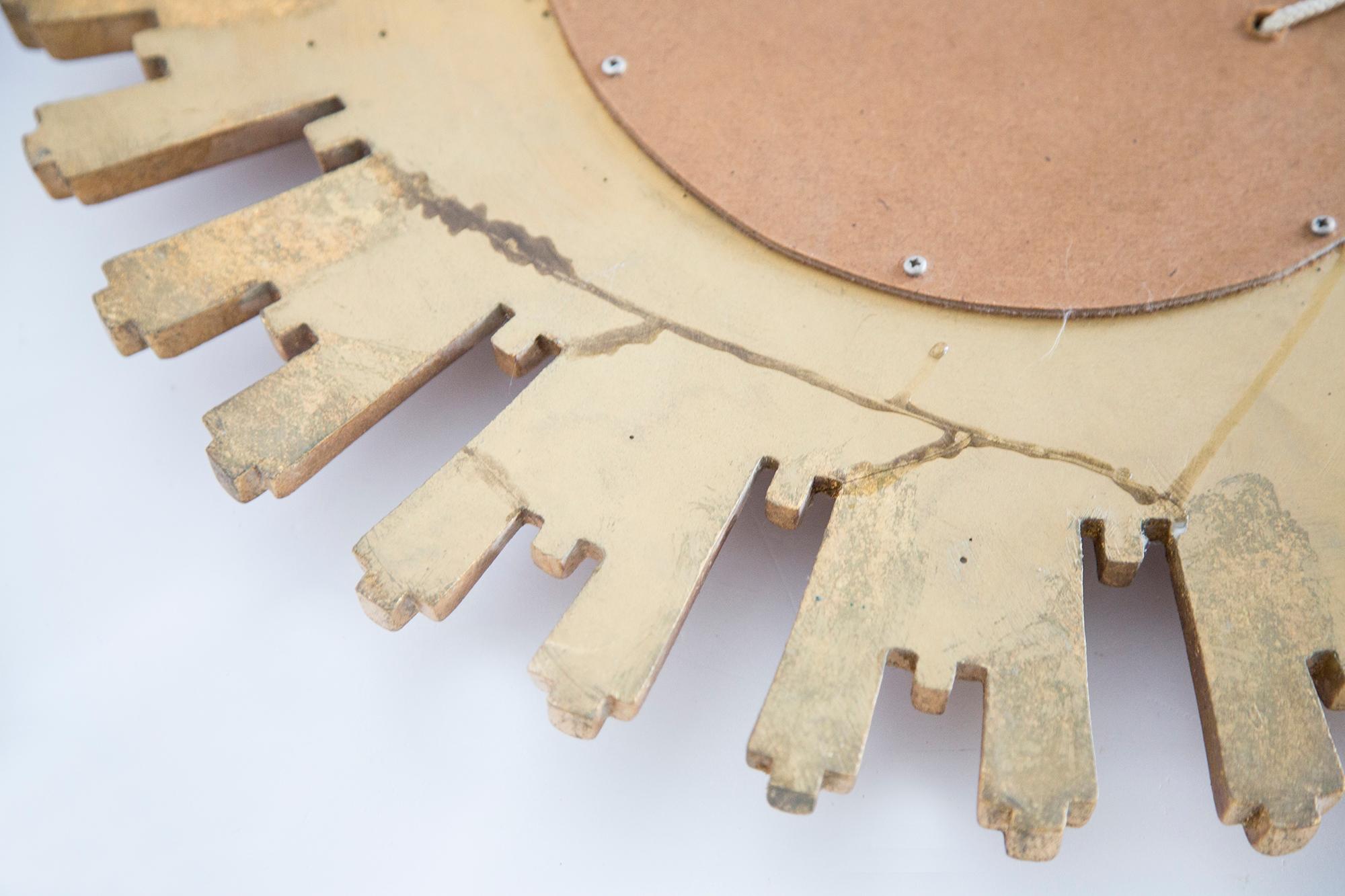 Mid Century Gold Italian Sunburst Mirror, Giltwood, 1960s 3