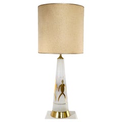 Mid-Century Gold Leaf Glass Table Lamp Made in USA, ca. 1950/1960's