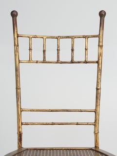 Mid-Century Gold Leafed Metal Faux Bamboo Side Chair from France Great Patina