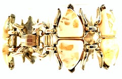 Mid-Century Gold, Lucite Confetti "Scarab" Link Bracelet By, Coro