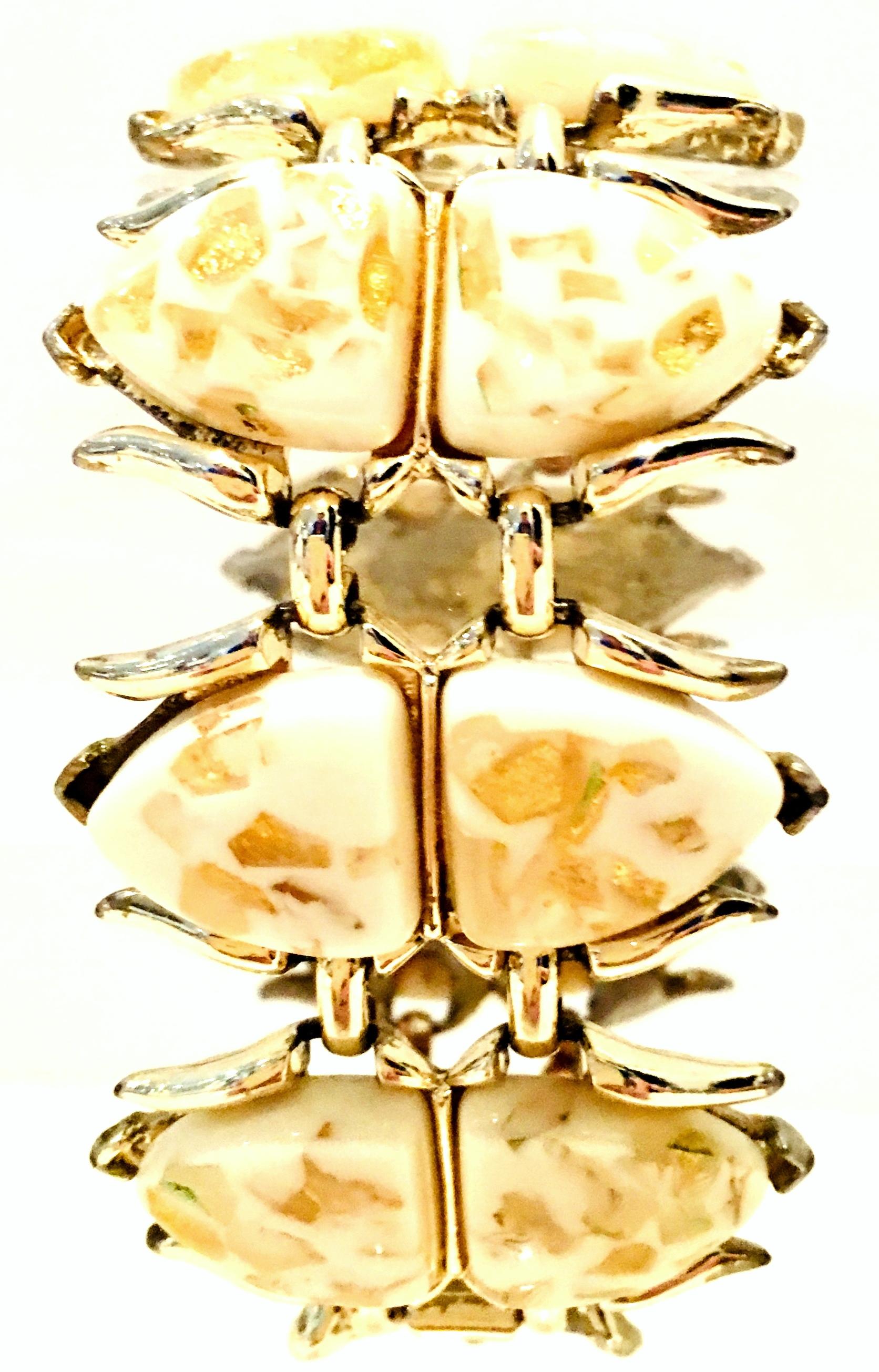 Art Nouveau Mid-Century Gold, Lucite Confetti 