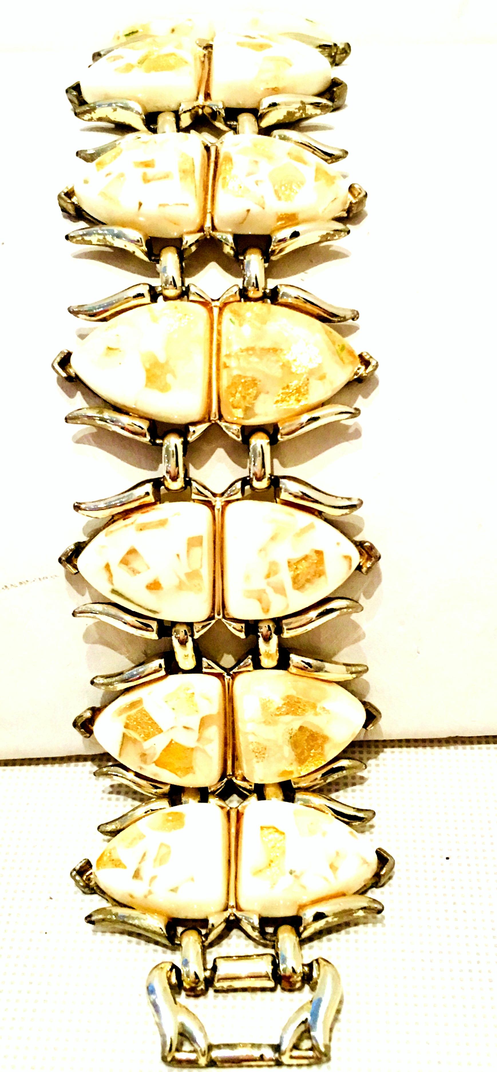 Women's or Men's Mid-Century Gold, Lucite Confetti 