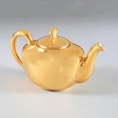Théière du milieu du siècle en porcelaine fine lustrée d'or  Britannique  Royal Worcester