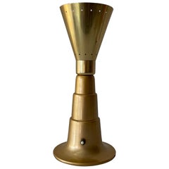 Mid-Century Gold Metal Conical Design French Table Lamp, 1950s, France