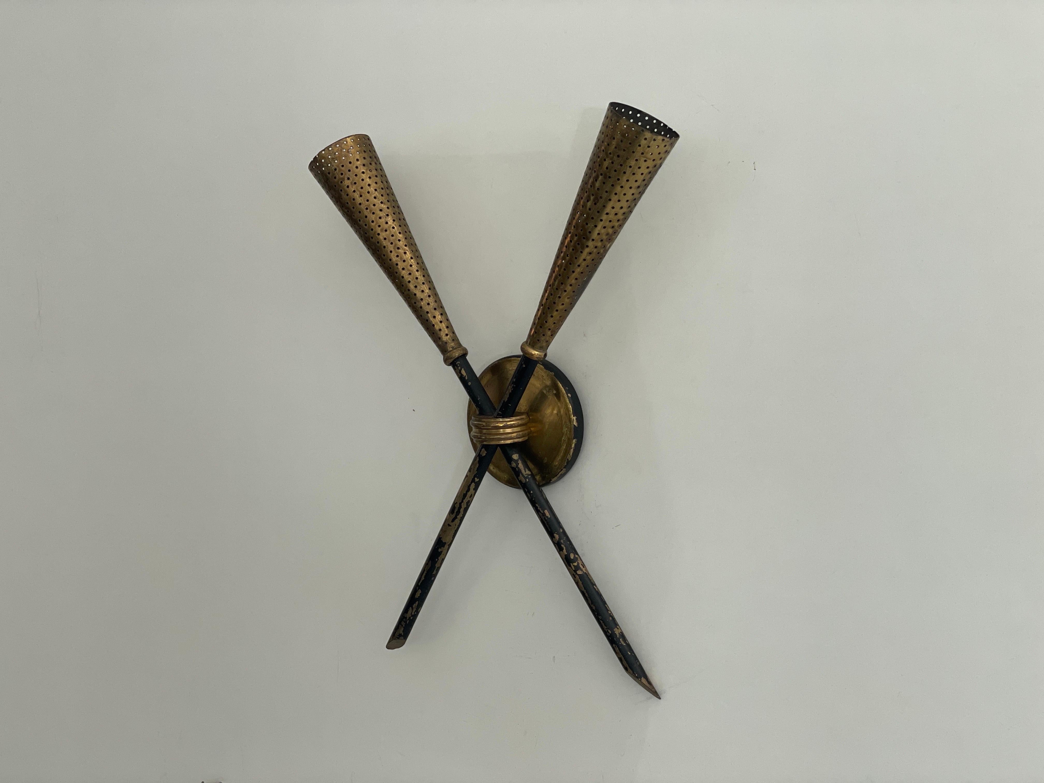 Mid-Century Modern Rare applique en métal doré du milieu du siècle, 1950, France en vente