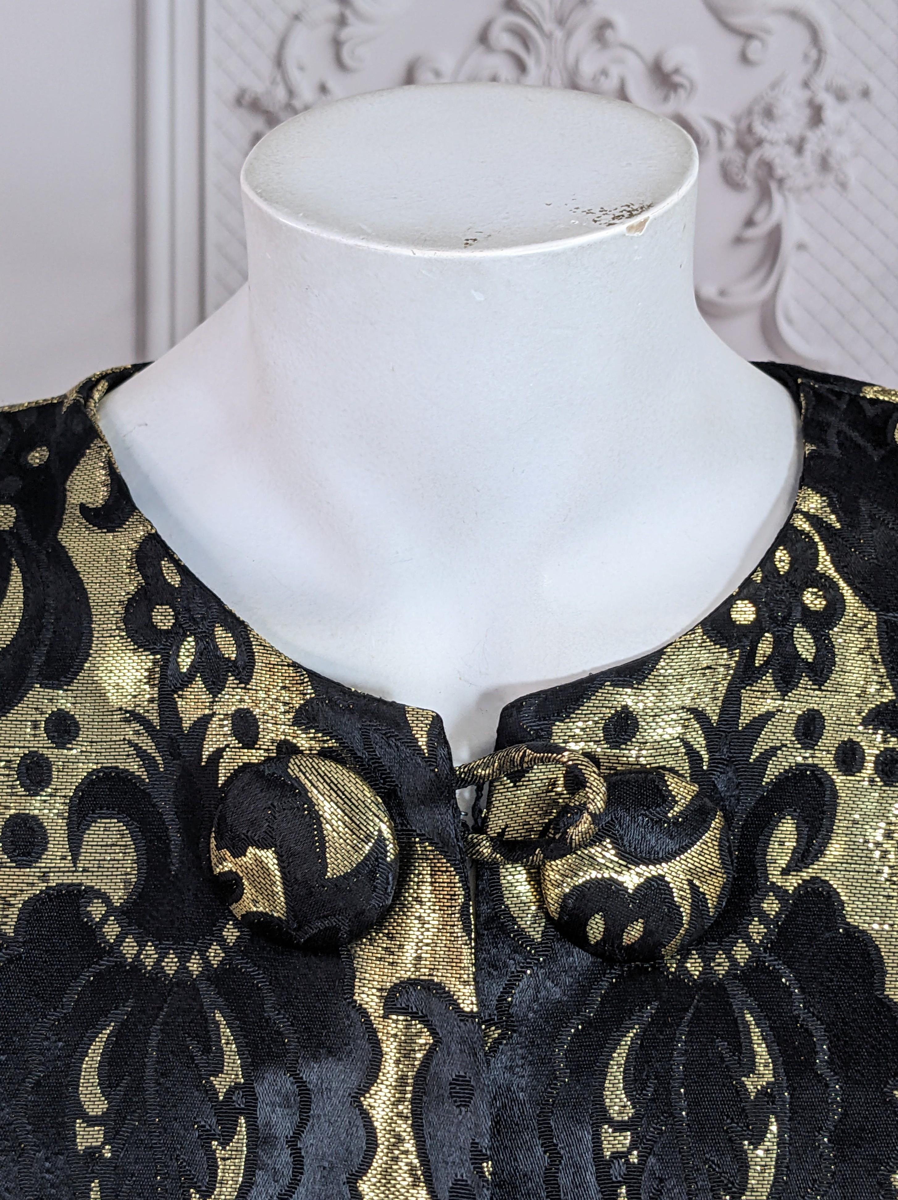 Women's or Men's Mid Century Gold Metallic Brocade Jacket For Sale