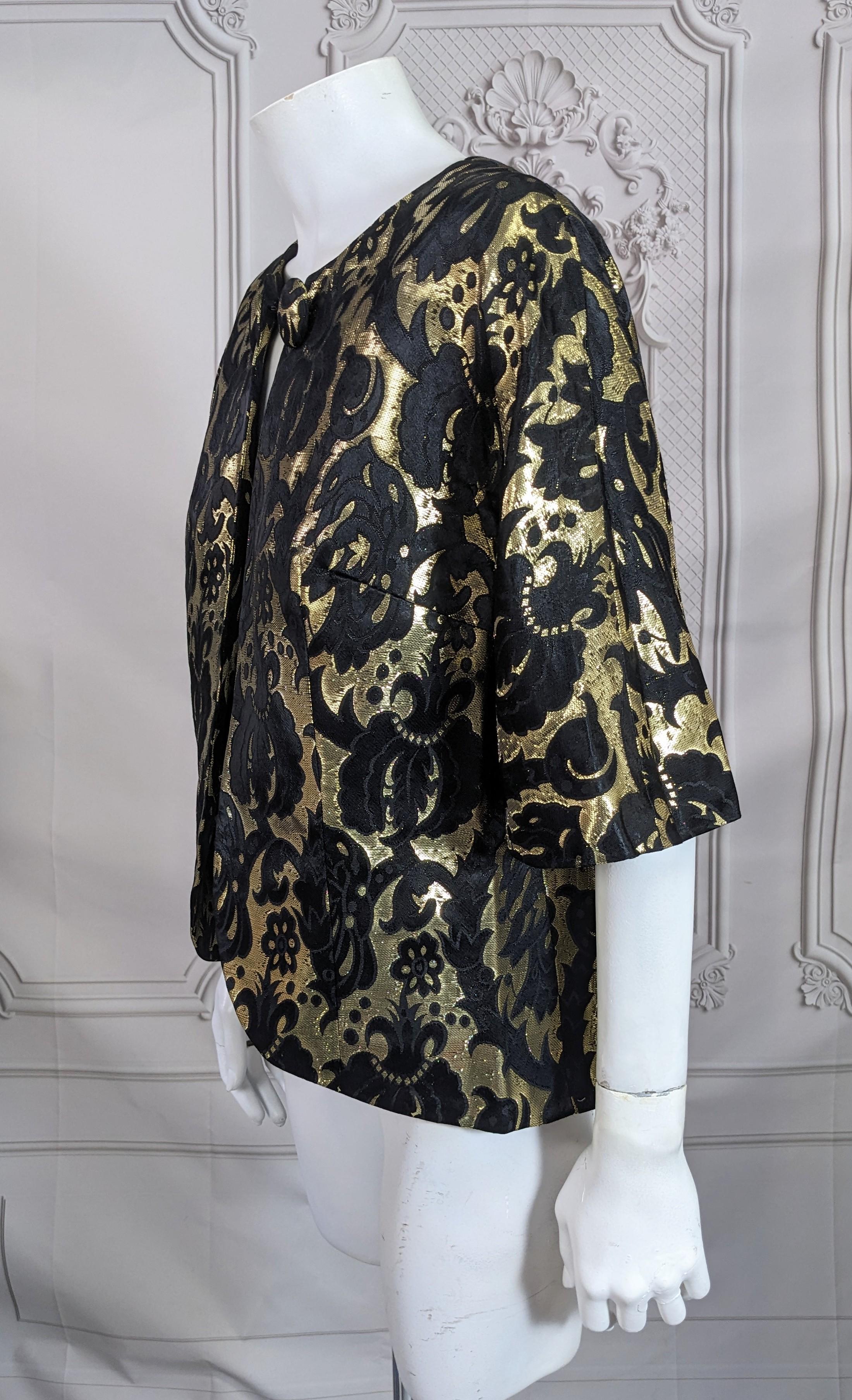 Mid Century Gold Metallic Brocade Jacket For Sale 1