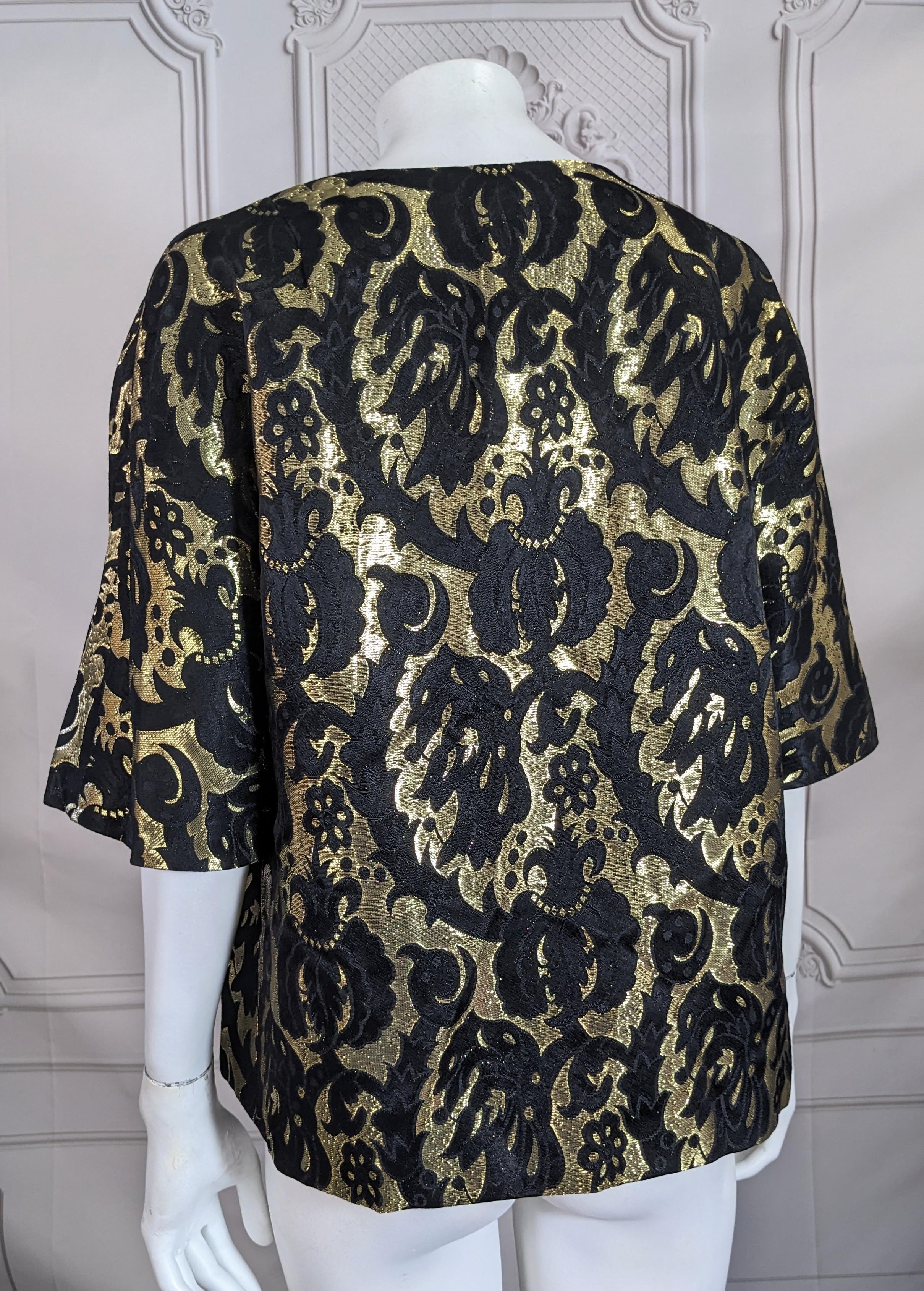 Mid Century Gold Metallic Brocade Jacket For Sale 3