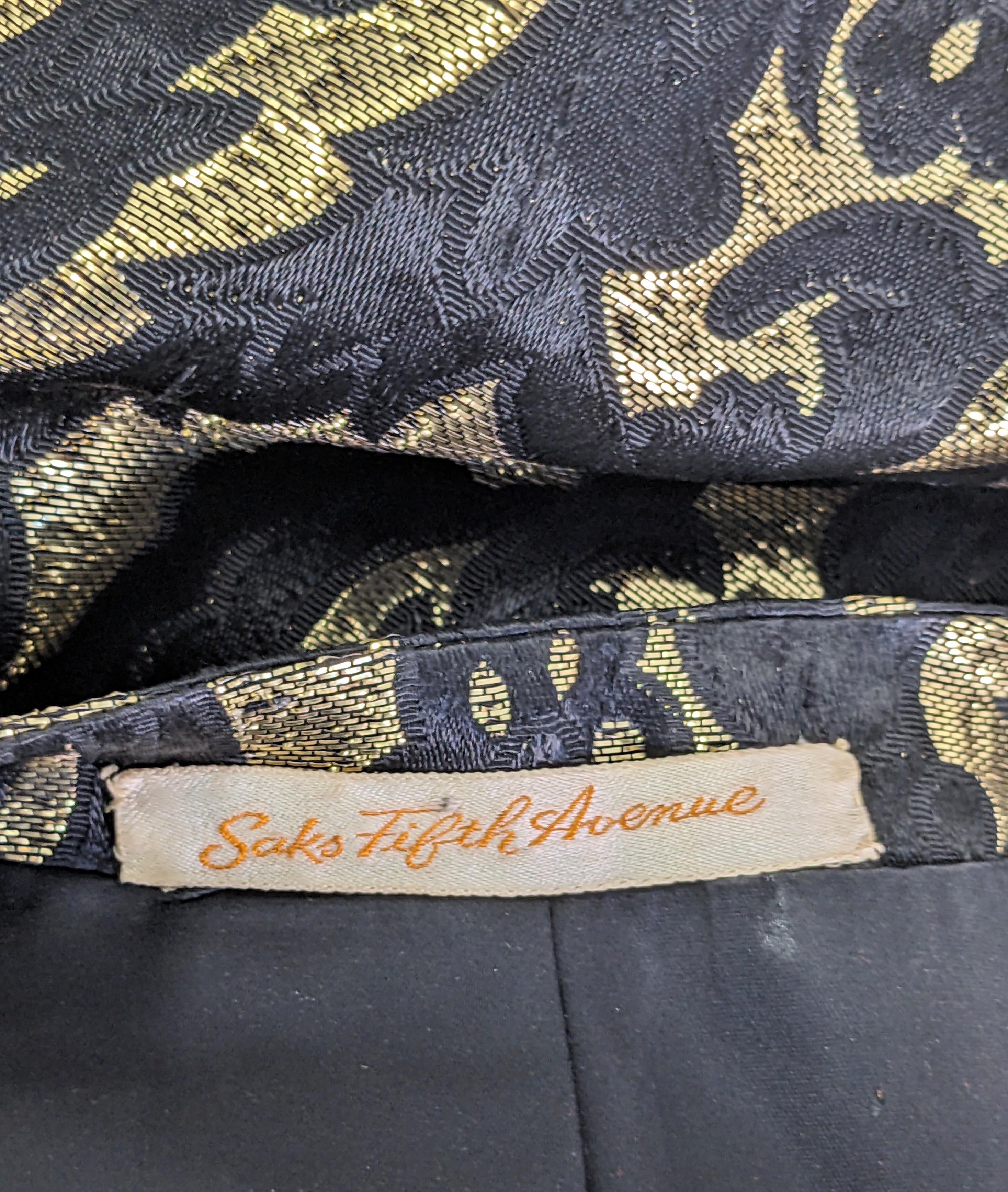 Mid Century Gold Metallic Brocade Jacket For Sale 4