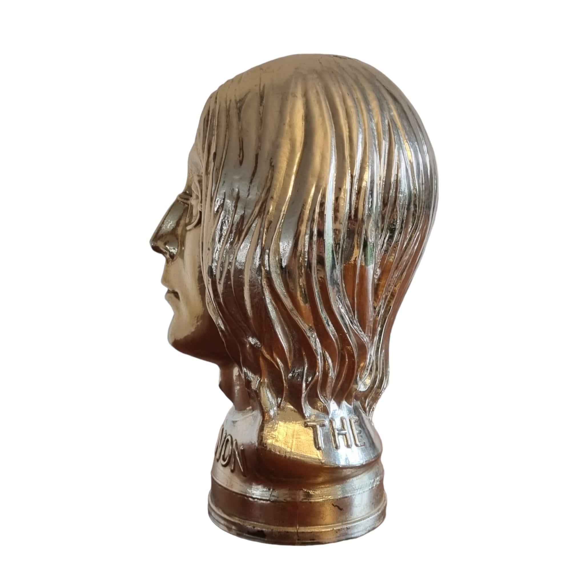 Mid-Century Gold Metallic Glass Head of John Lennon the Beatles, 1969, England In Good Condition For Sale In AMSTERDAM, NH