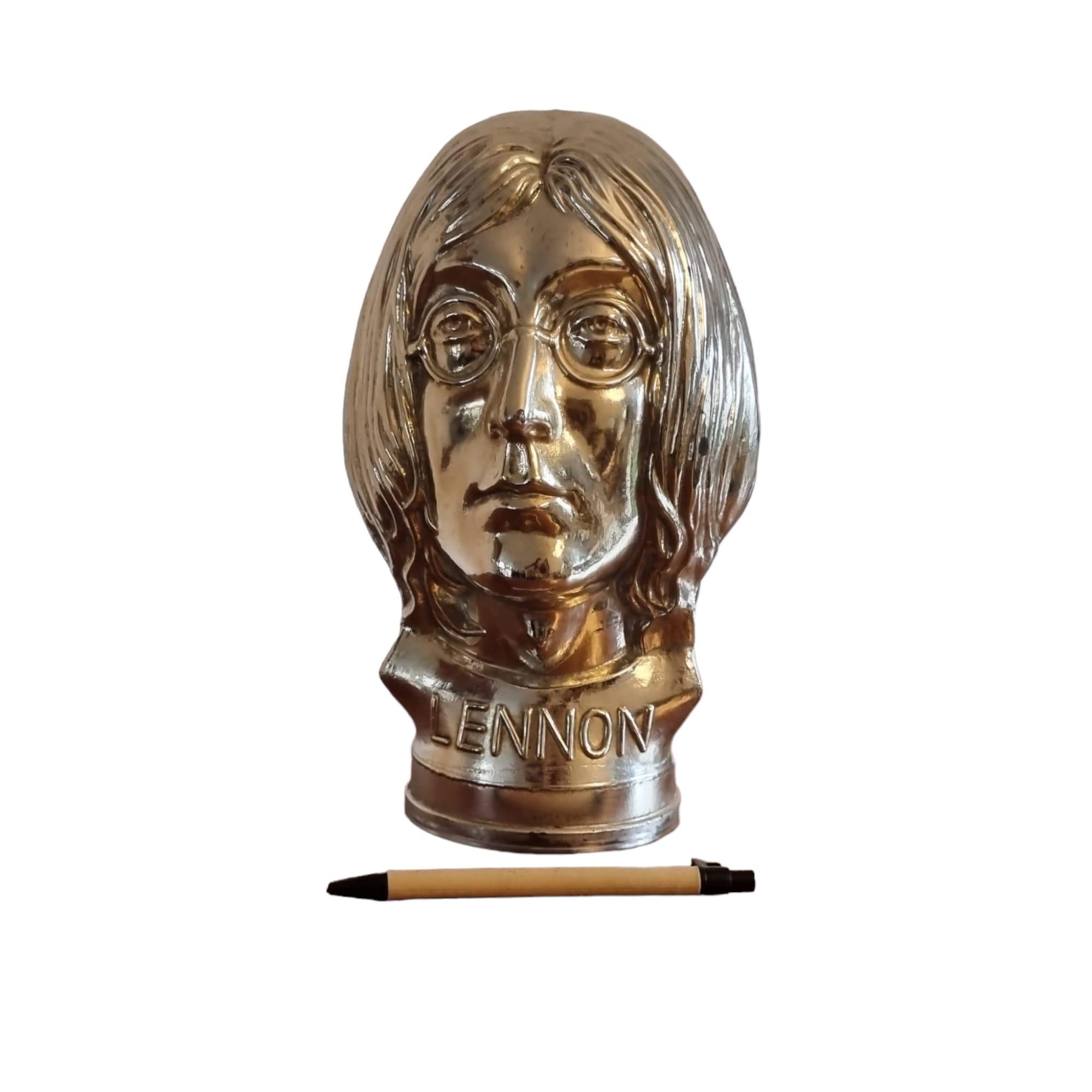 Mid-Century Gold Metallic Glass Head of John Lennon the Beatles, 1969, England For Sale 2