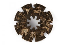 Mid-Century Gold Painted Cast Resin Zodiac Mirror