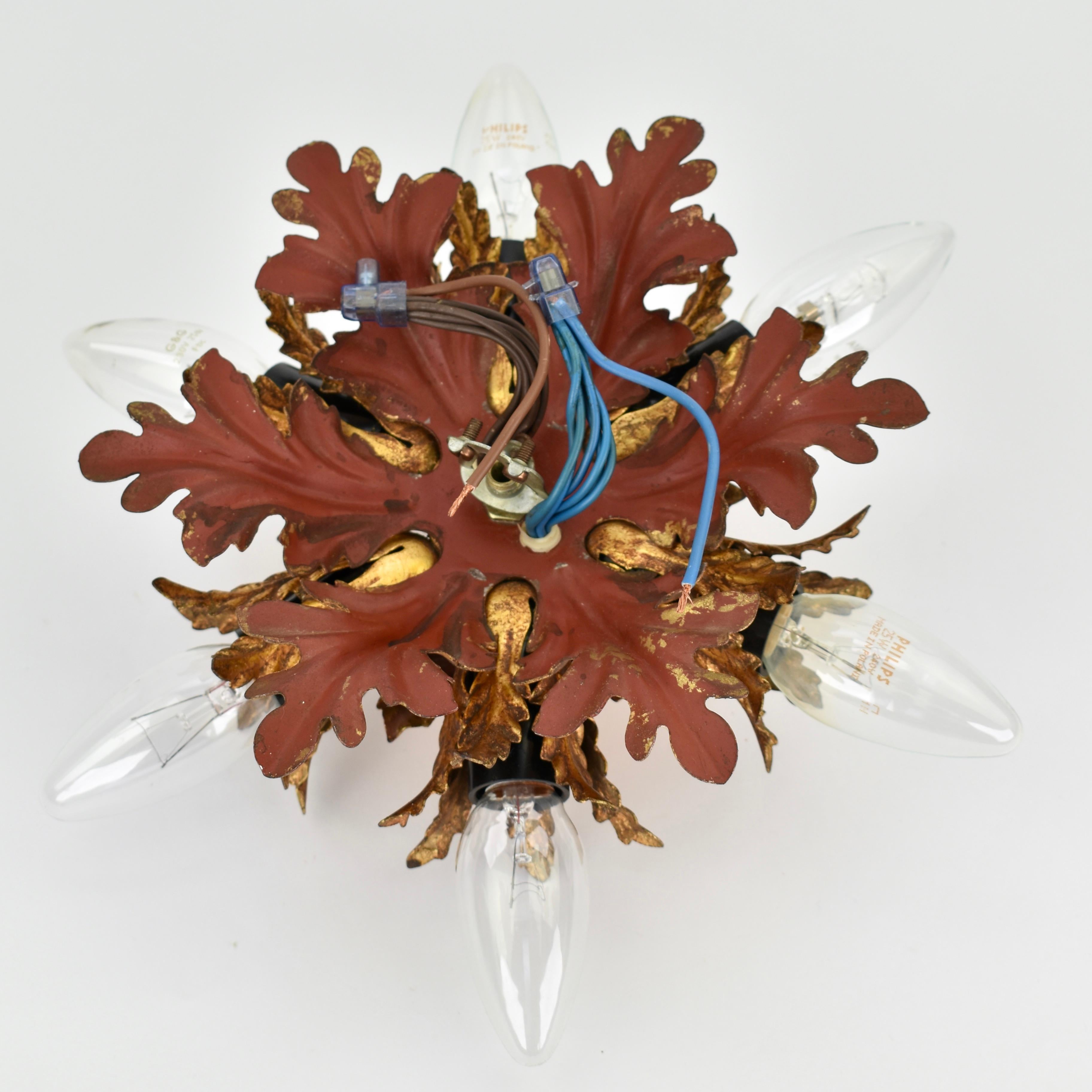 Mid Century Gold  Palm Leaf Flush Mount by Banci Firenze For Sale 3