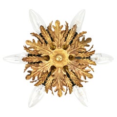 Mid Century Gold  Palm Leaf Flush Mount by Banci Firenze