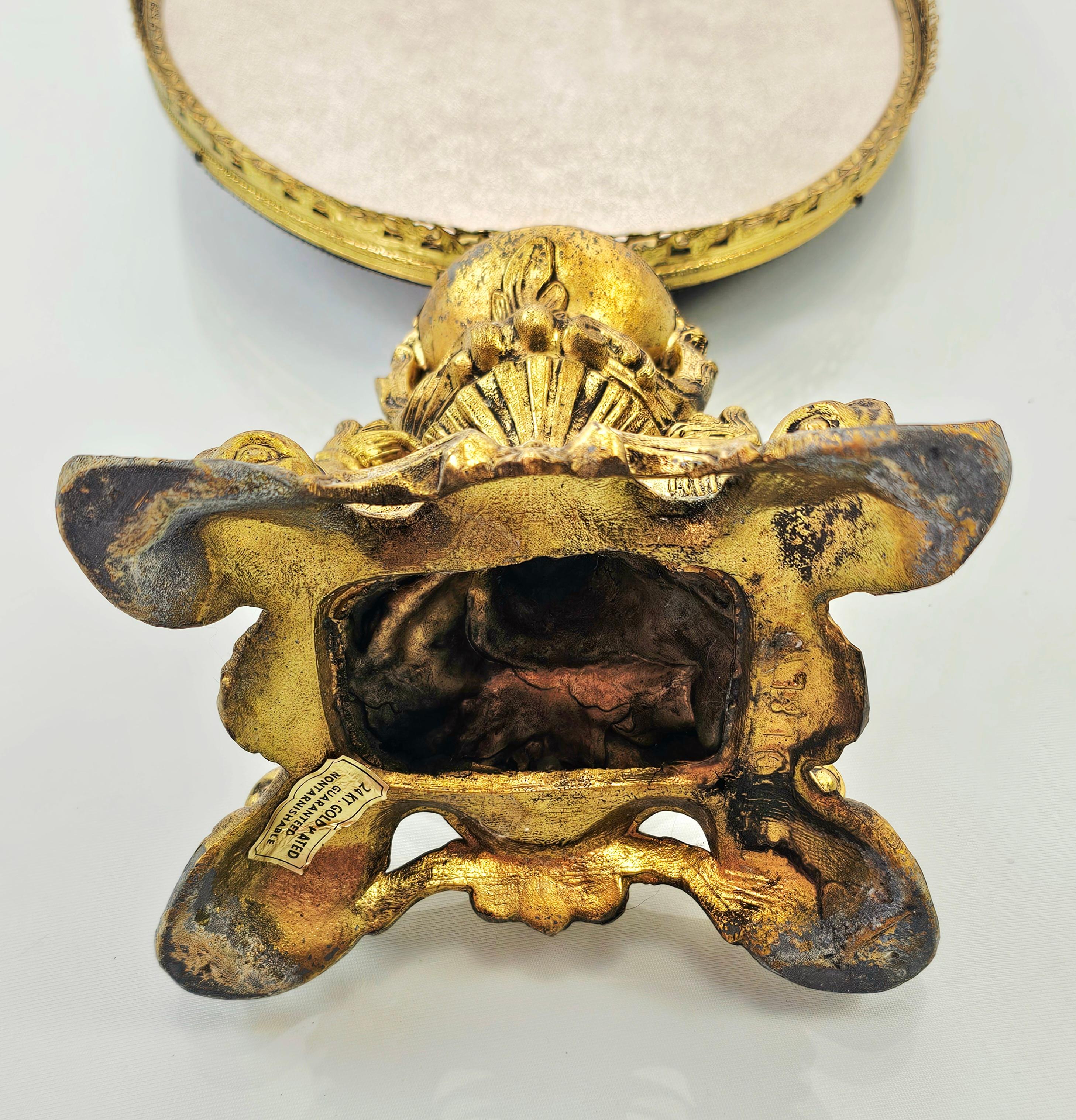 Mid Century Gold Plated Brass Vanity Table Mirror For Sale 5