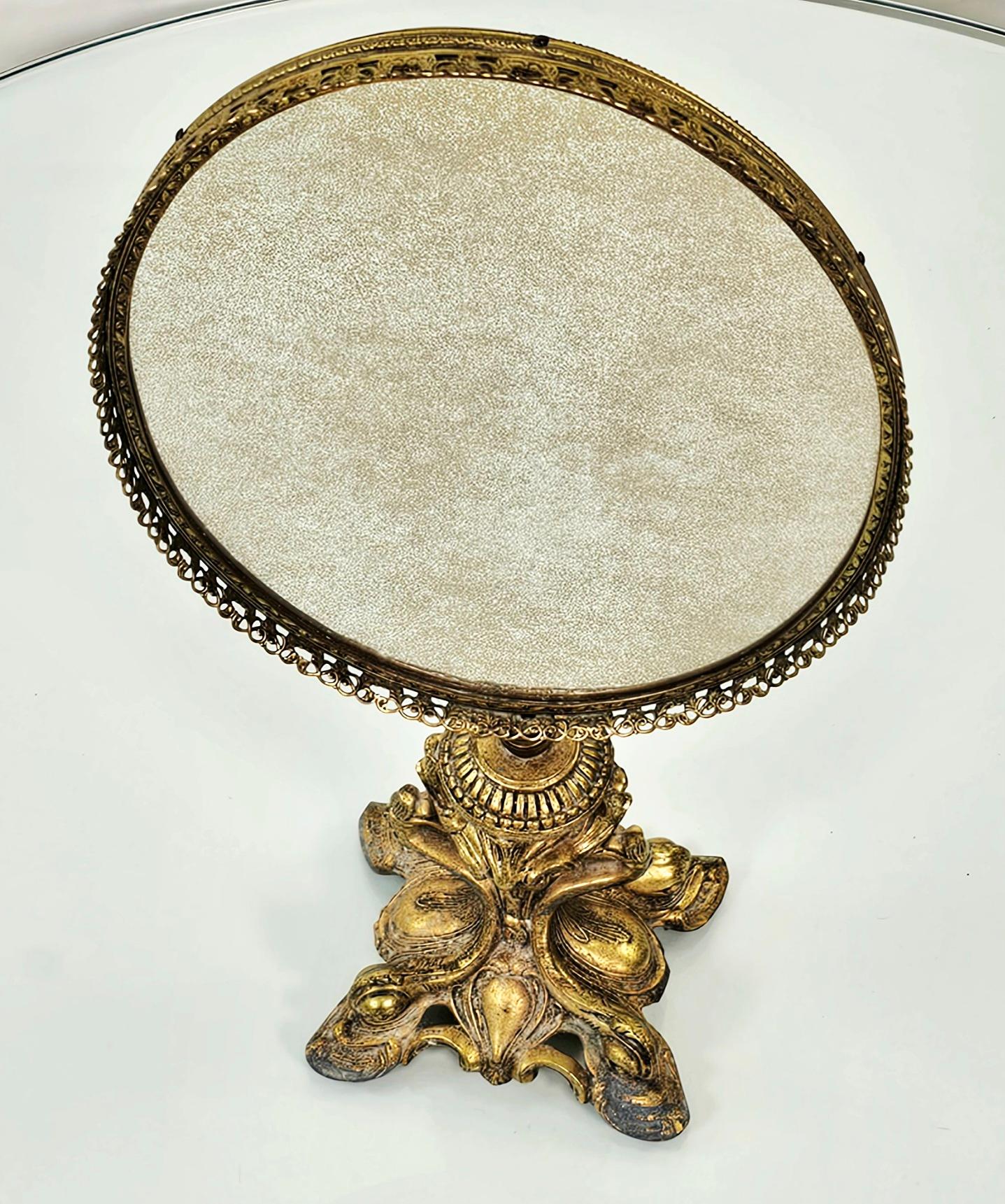 Mid Century Gold Plated Brass Vanity Table Mirror For Sale 9