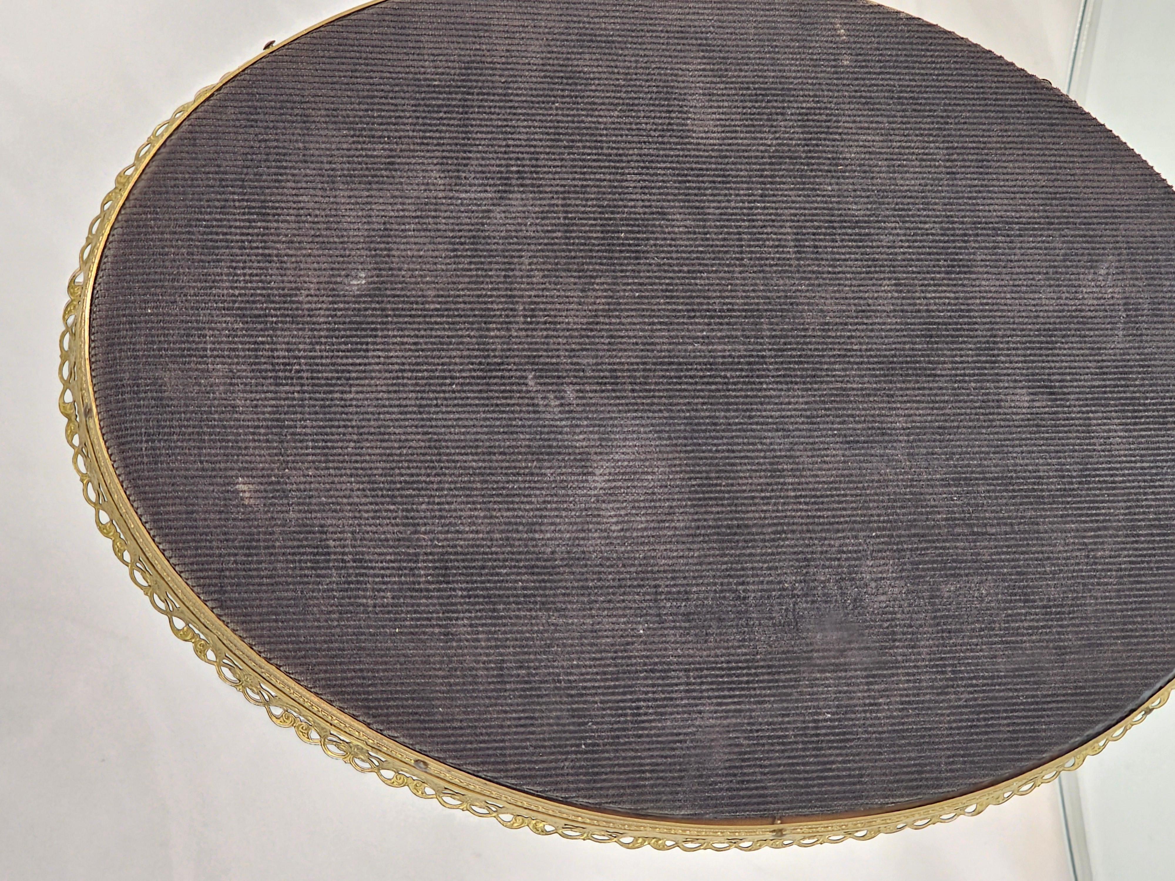 French Provincial Mid Century Gold Plated Brass Vanity Table Mirror For Sale