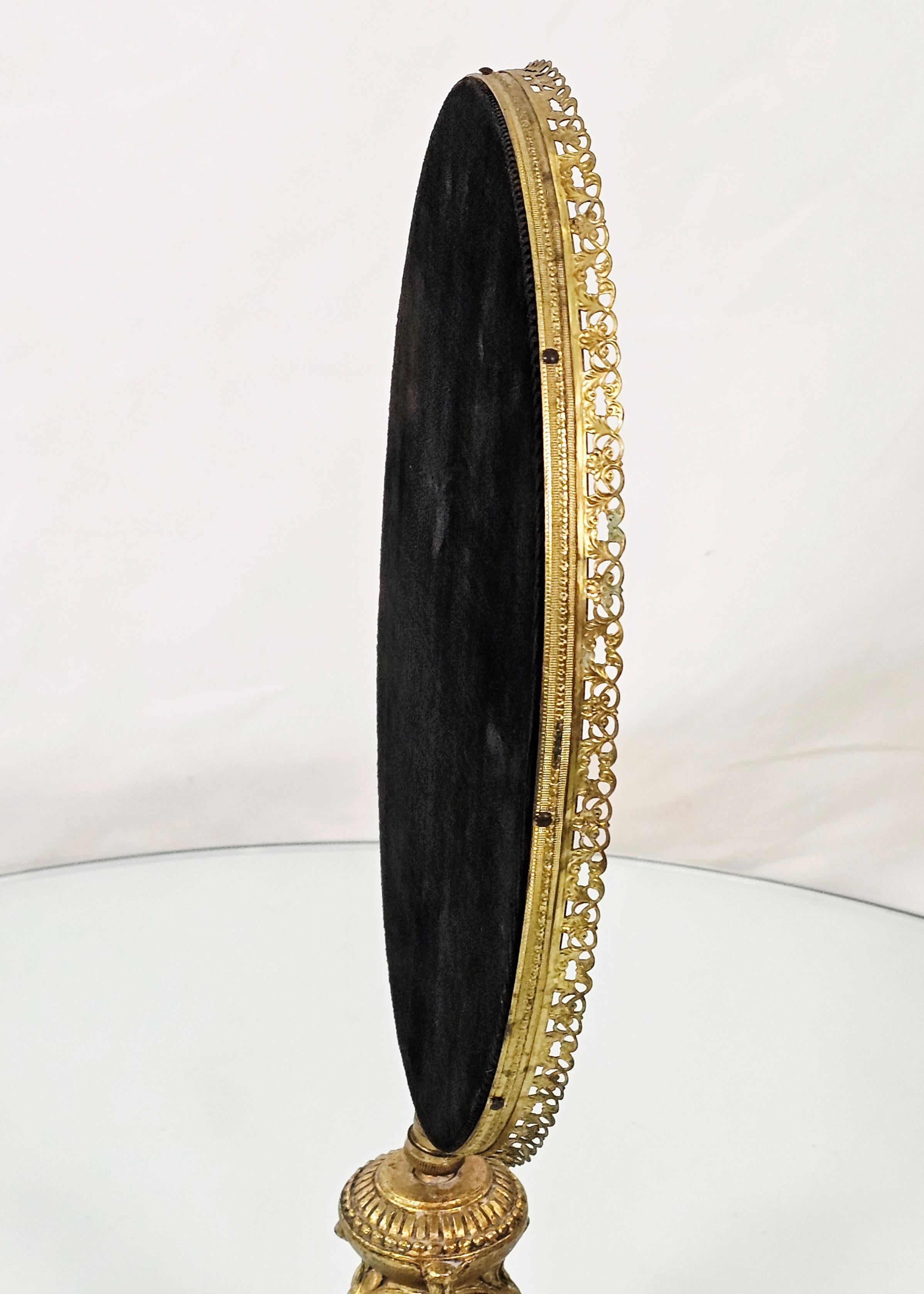 20th Century Mid Century Gold Plated Brass Vanity Table Mirror For Sale
