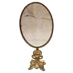 Mid Century Gold Plated Brass Vanity Table Mirror